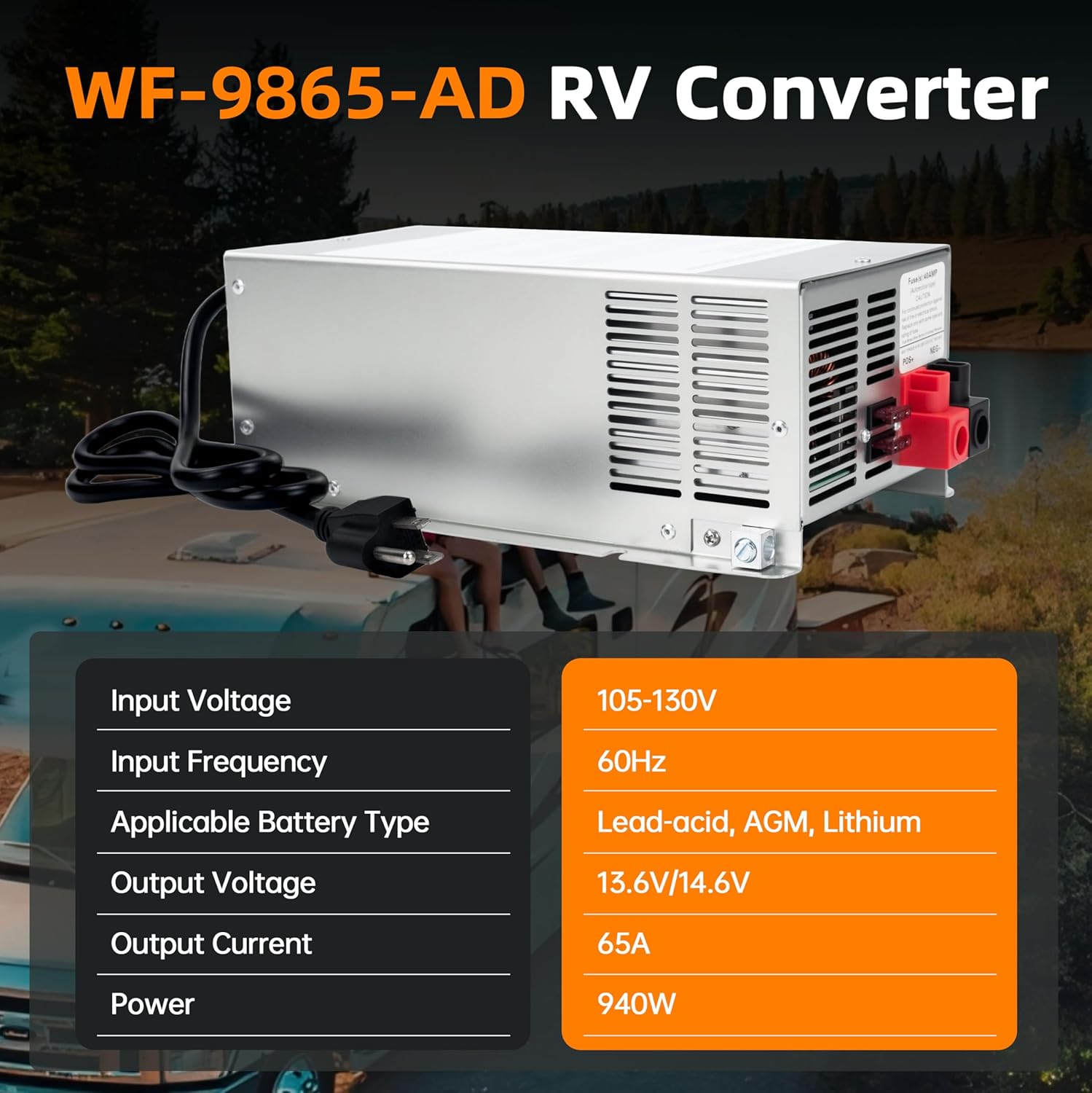 𝐔𝐩𝐠𝐫𝐚𝐝𝐞 WF-9865-AD 65 Amp RV Power Converter Charger, Replace for RV Camper WF-9800 Series, WF-9865, WF-9865-AD, for Lead-Acid/Lithium Battery Three-Stage Charge Rv Converter 65 Amp