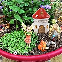 Vista 6 de 4 piezas de casa de jardín de hadas en miniatura, mini casa de cabaña de hongos, accesorios de hadas para micro paisaje, jardín, patio, exteriores