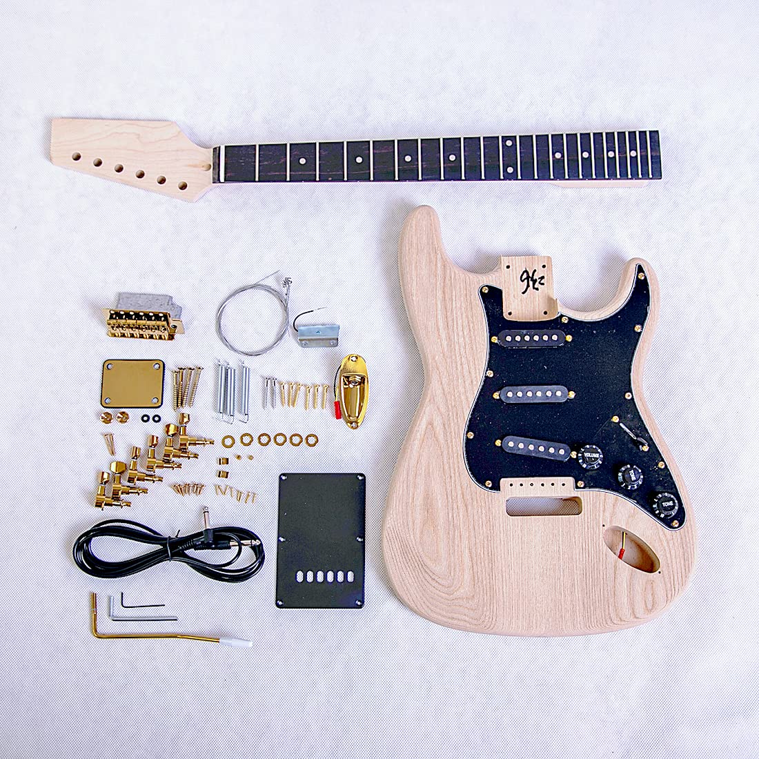 Buy Coban Guitars Build your own DIY Electric Guitar Kit UK ST4 Ash Body Ebony with Black