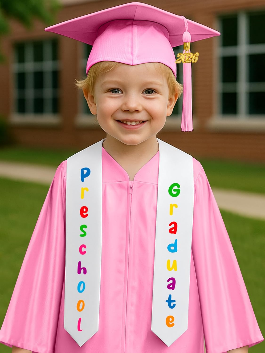 QZYL Preschool Graduation Cap and Gown Set, Unisex Kindergarten Graduation Outfit with Stole 2026 Tassel and Certificate