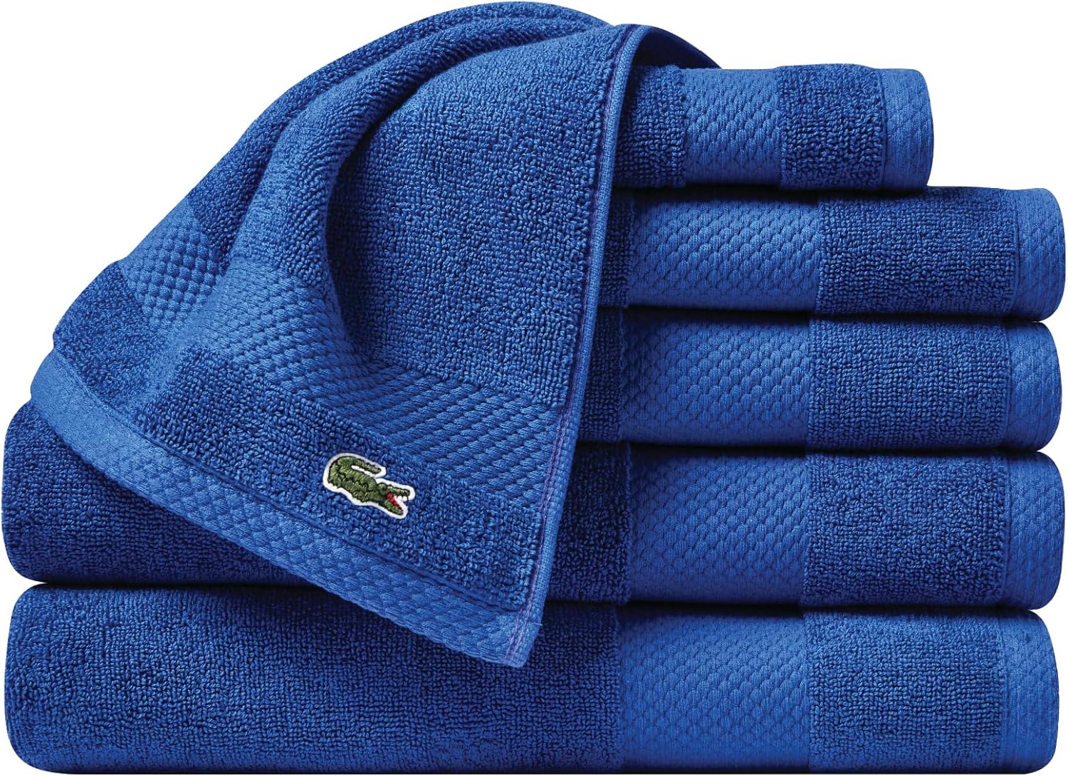 Lacoste Heritage Supima Cotton 6-Piece Towel Set, 2 Bath Towels, 2 Hand Towels, 2 Washcloths, Surf Blue – Highly Absorbent & Quick Drying, Bathroom Essential, Machine Washable