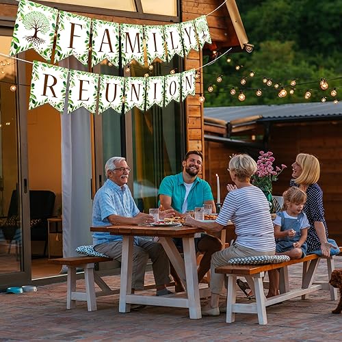 Miniatura 6 de HOWAF Decoraciones de reunión familiar, pancarta de reunión familiar para el hogar, verano, reuniones familiares, suministros de fiesta, banderines