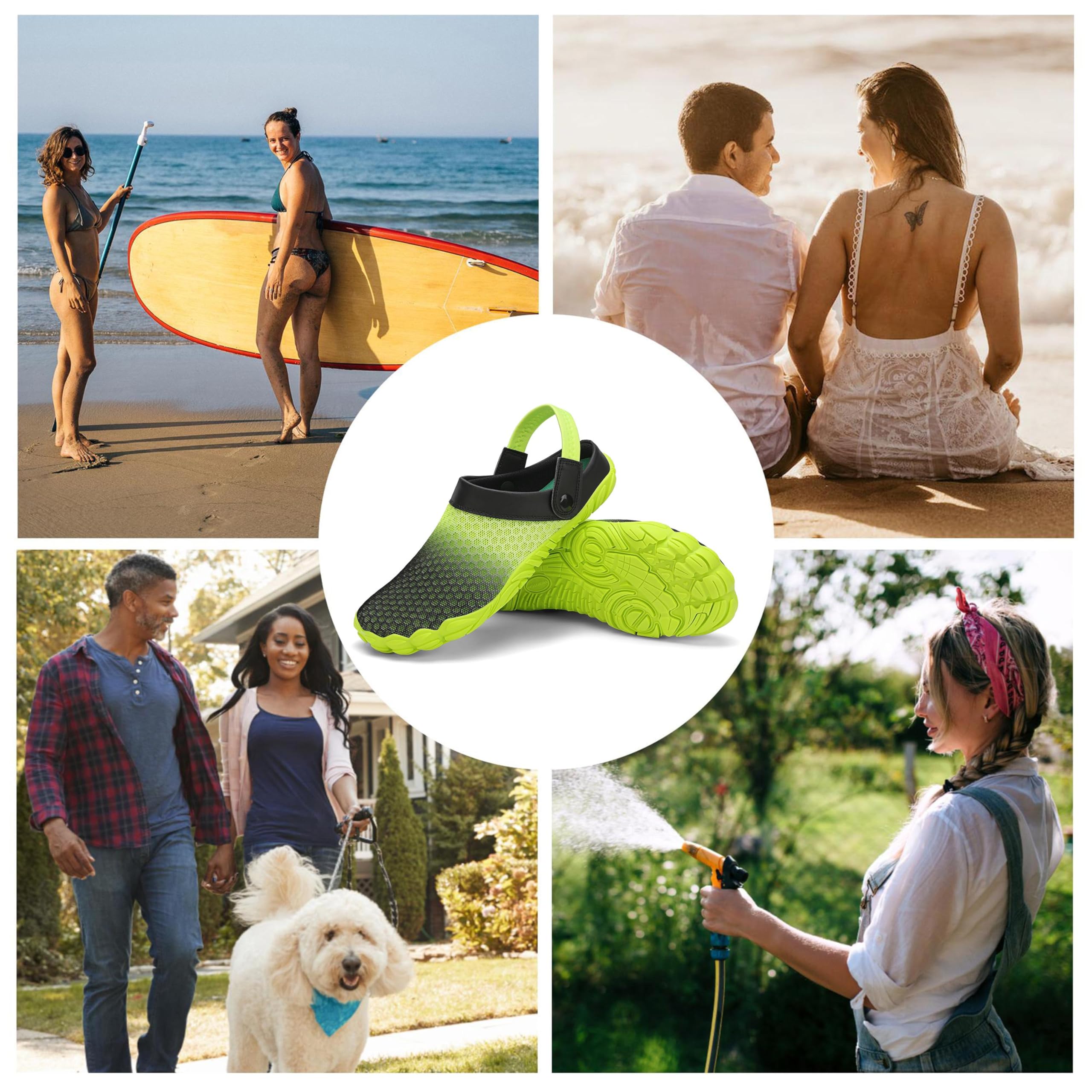 SAGUARO Lato unisex oddychające chodaki, płaskie kapcie z siateczki, pantofle, muffinki, do aktywności na świeżym powietrzu, buty plażowe, antypoślizgowe sandały, 43.5 EU