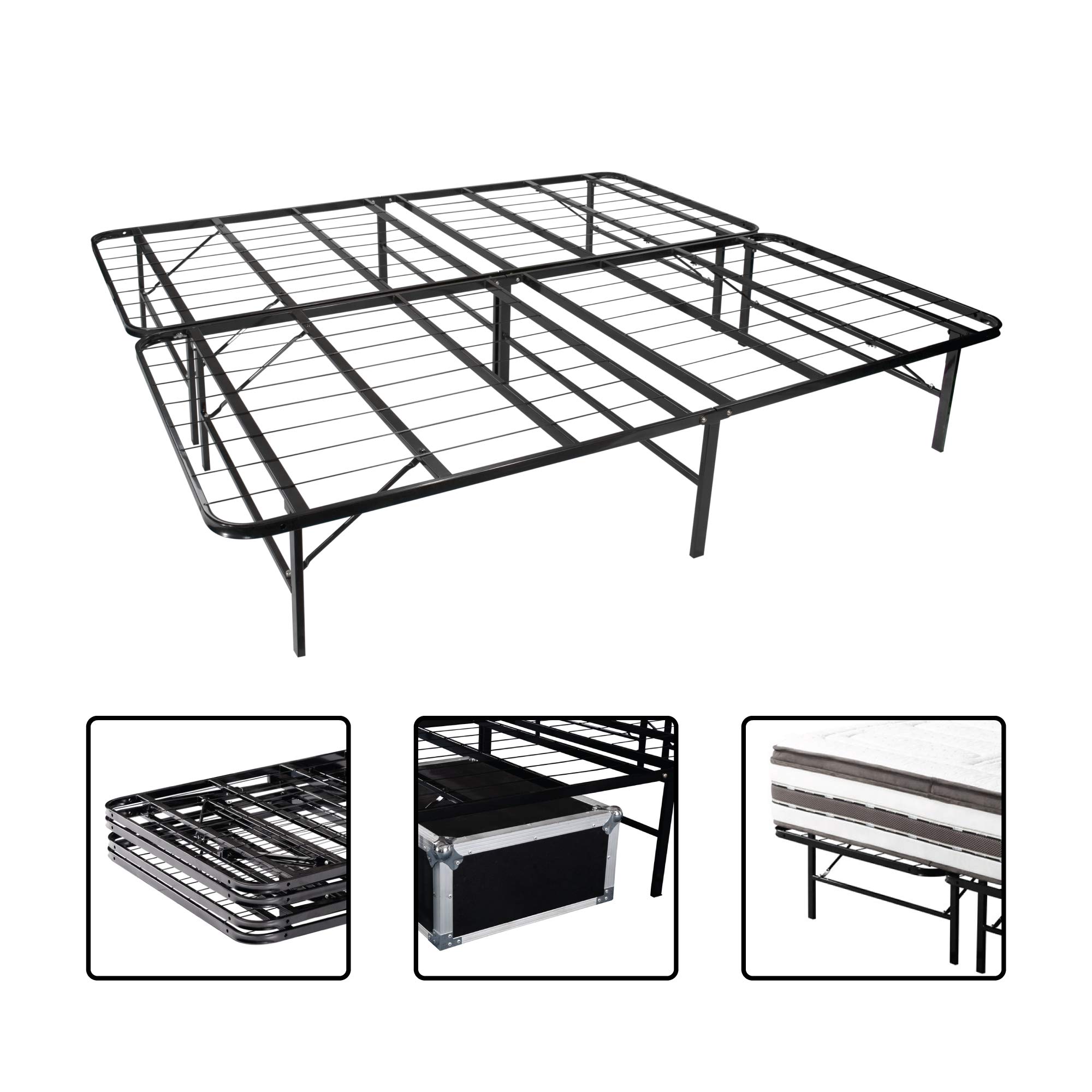 i-flair Metallbett Klappbett 140x200 cm Letto, platzsparendes und langlebiges Faltbett/Gästebett auf Füßen mit Stauraum – alle Größen