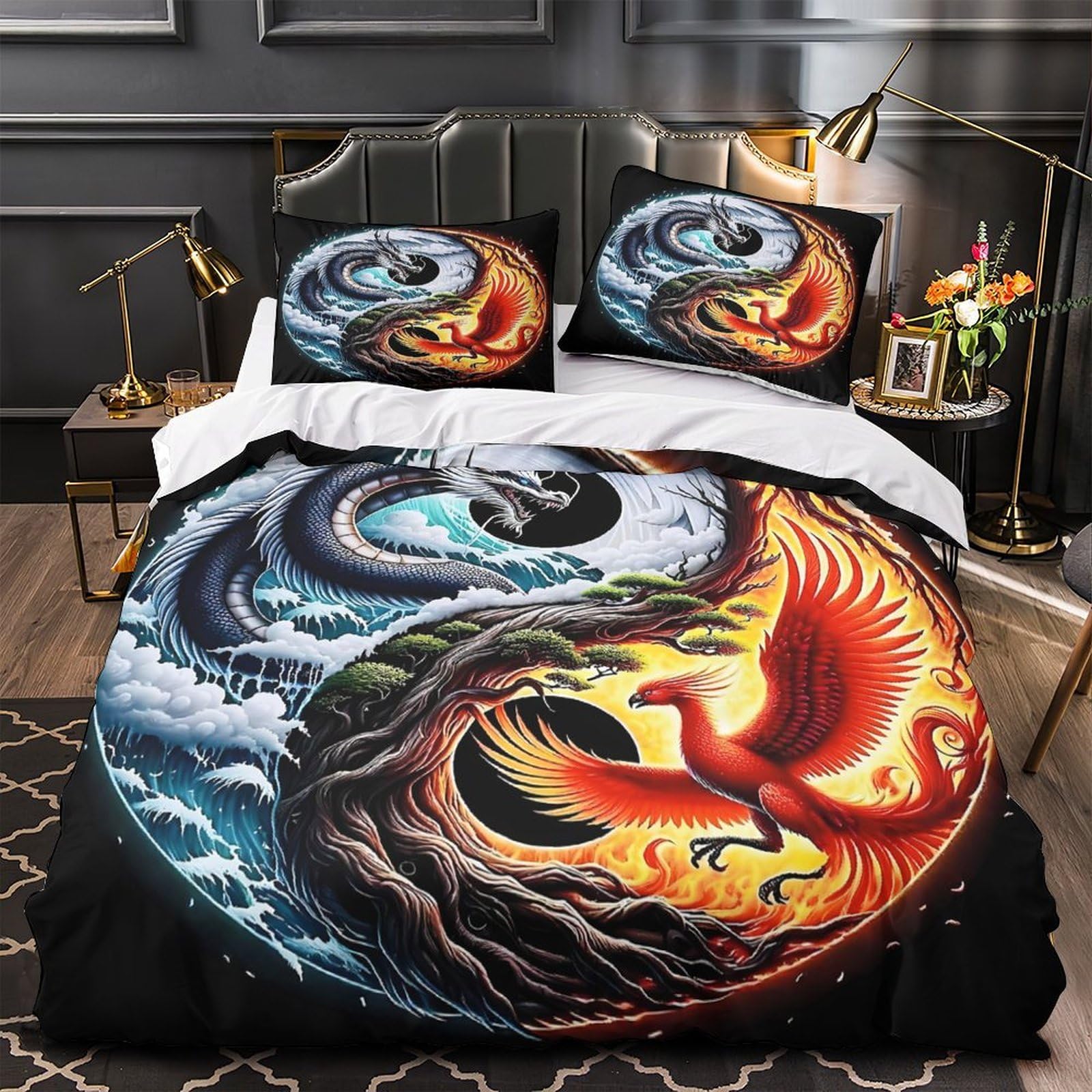 Parure de lit loup pour chambre d'enfant fantastique avec housse double 3D