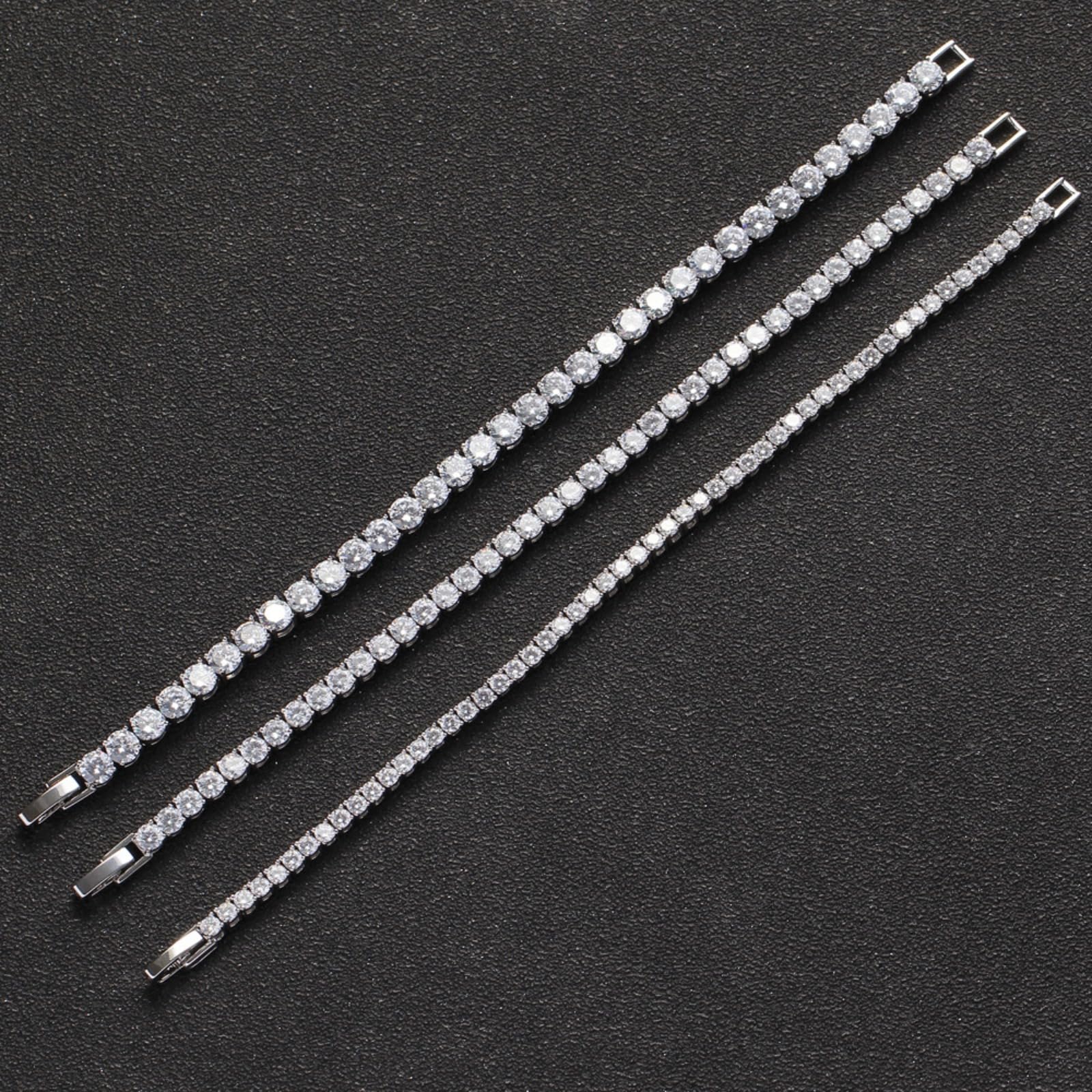 Bransoletki damskie. 3-5 MM Bransoletki tenisowe dla kobiet Pozłacane 18-karatowym złotem Klasyczna bransoletka z imitacją diamentu Okrągły krój CZ Bransoletki dla kobiet Ślubne bransoletki z biżuteri