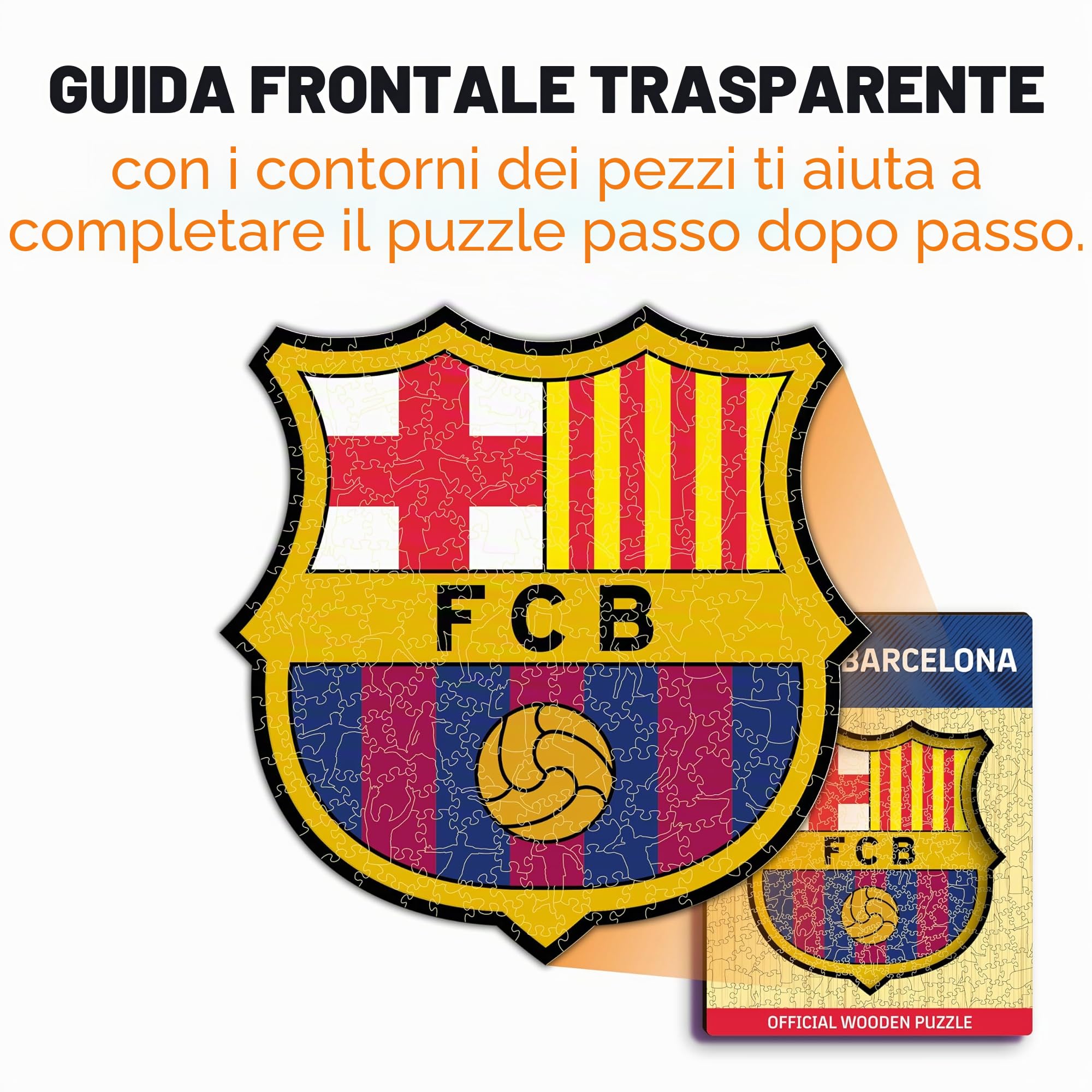 Iconic Puzzles, Barcellona Logo, Prodotto Ufficiale, Puzzle in Legno per Adulti e Bambini, Legno 100% Sostenibile