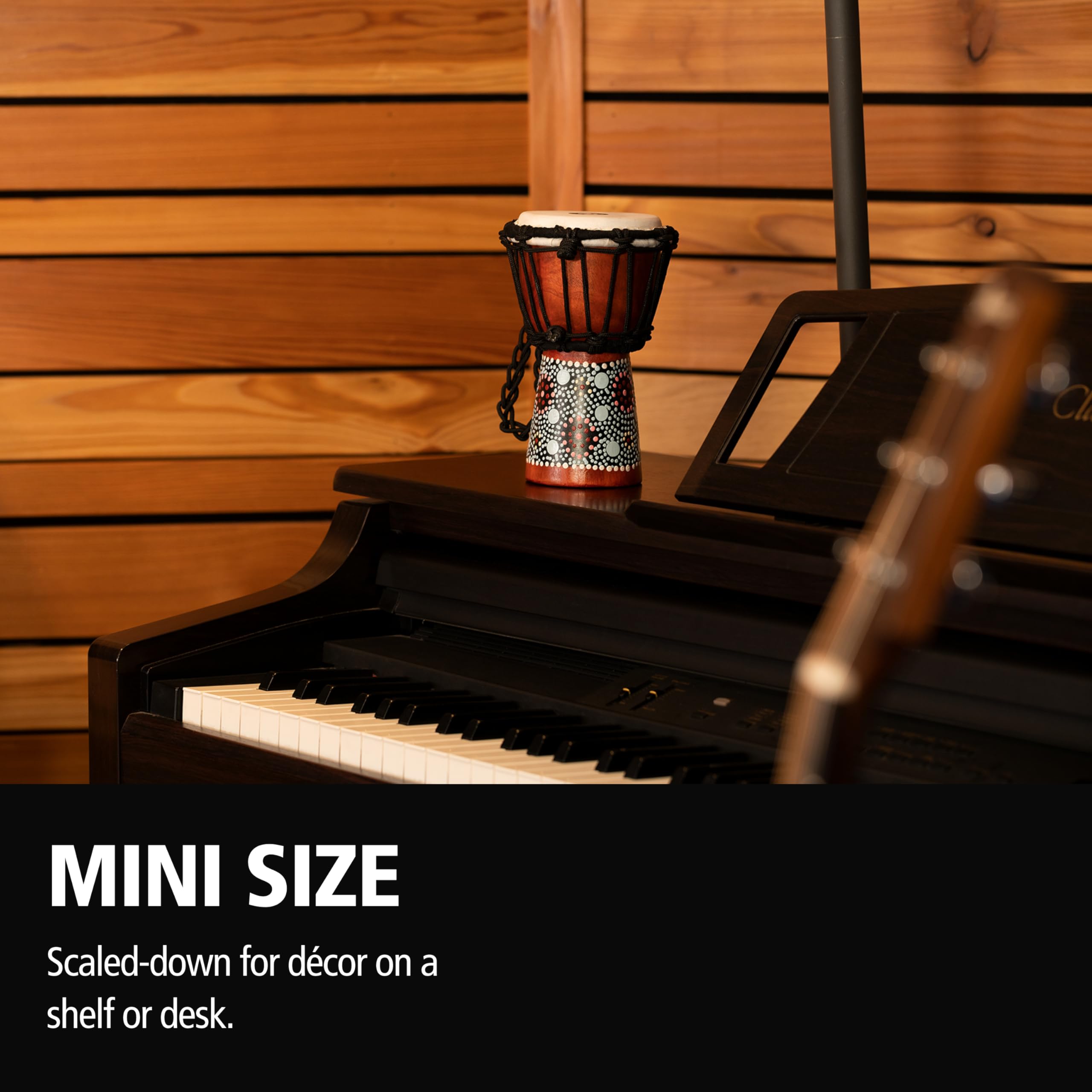 Meinl Percussion HDJ8-XXS Mini drewniana seria Djembe Headliner napięcie sznurka 11,4 cm (4,5 cala) średnica (Mini) Flower Design