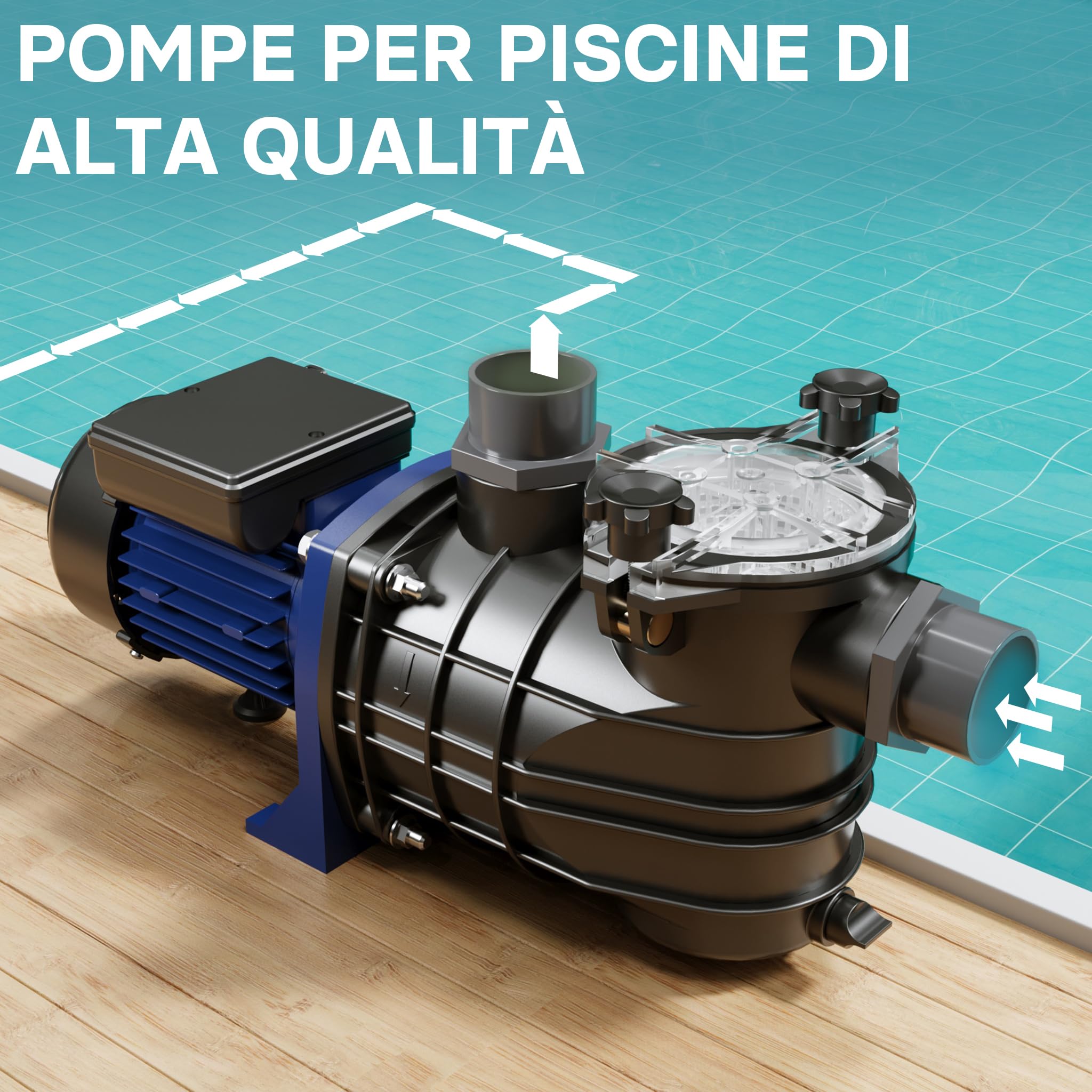 Pompa piscina per ricircolo e filtraggio 17700 l/h 1100 W Pompa di circolazione