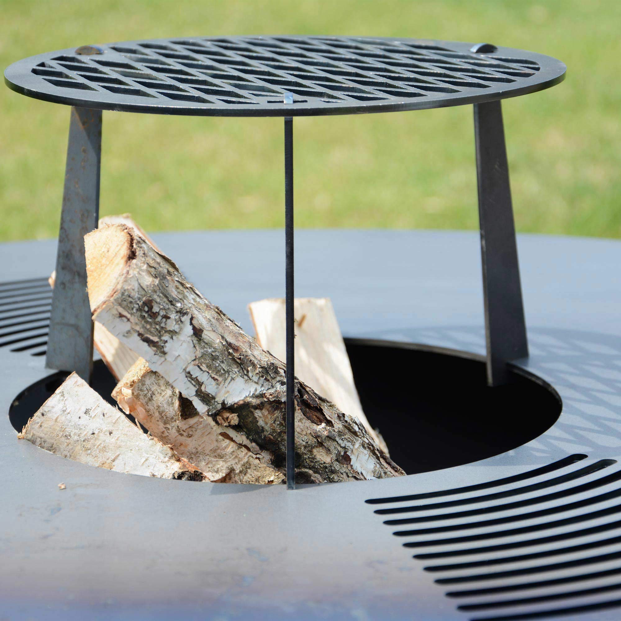 UNUS Plaque de grillage ronde, plaque de Barbecue en acier, plancha à grillades, plat de cuisson diamètre 80cm