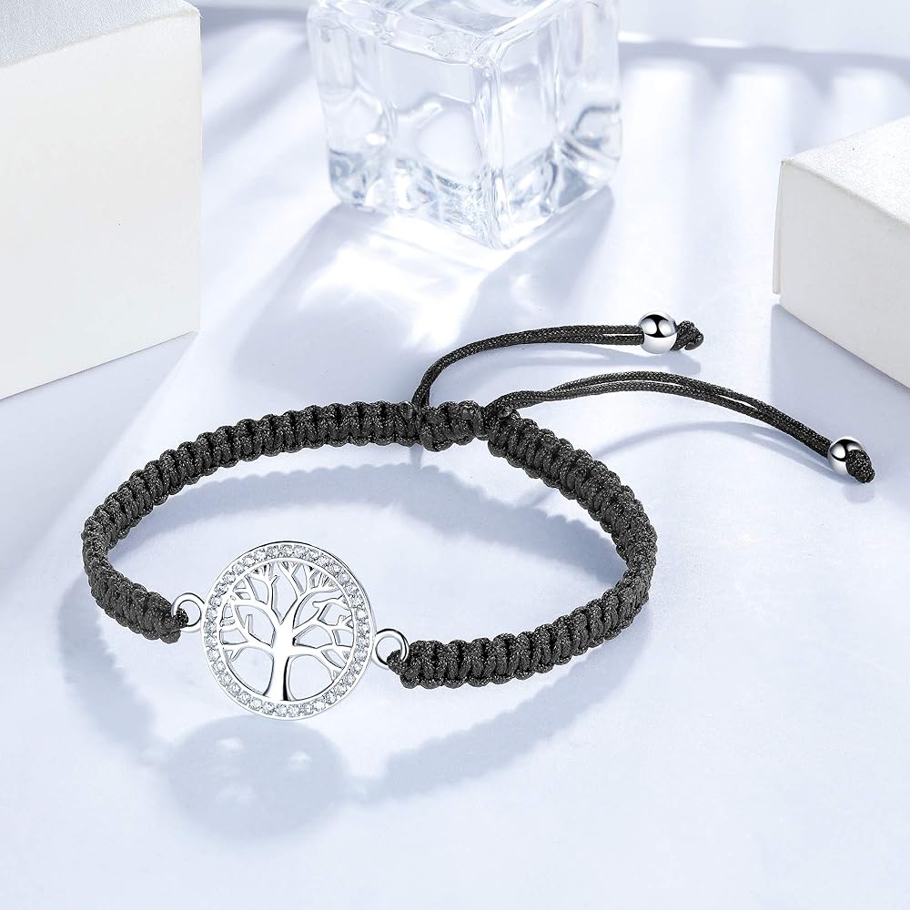 Amazon.com: ZENI Tree of Life Bracelet for Women, Black Rope