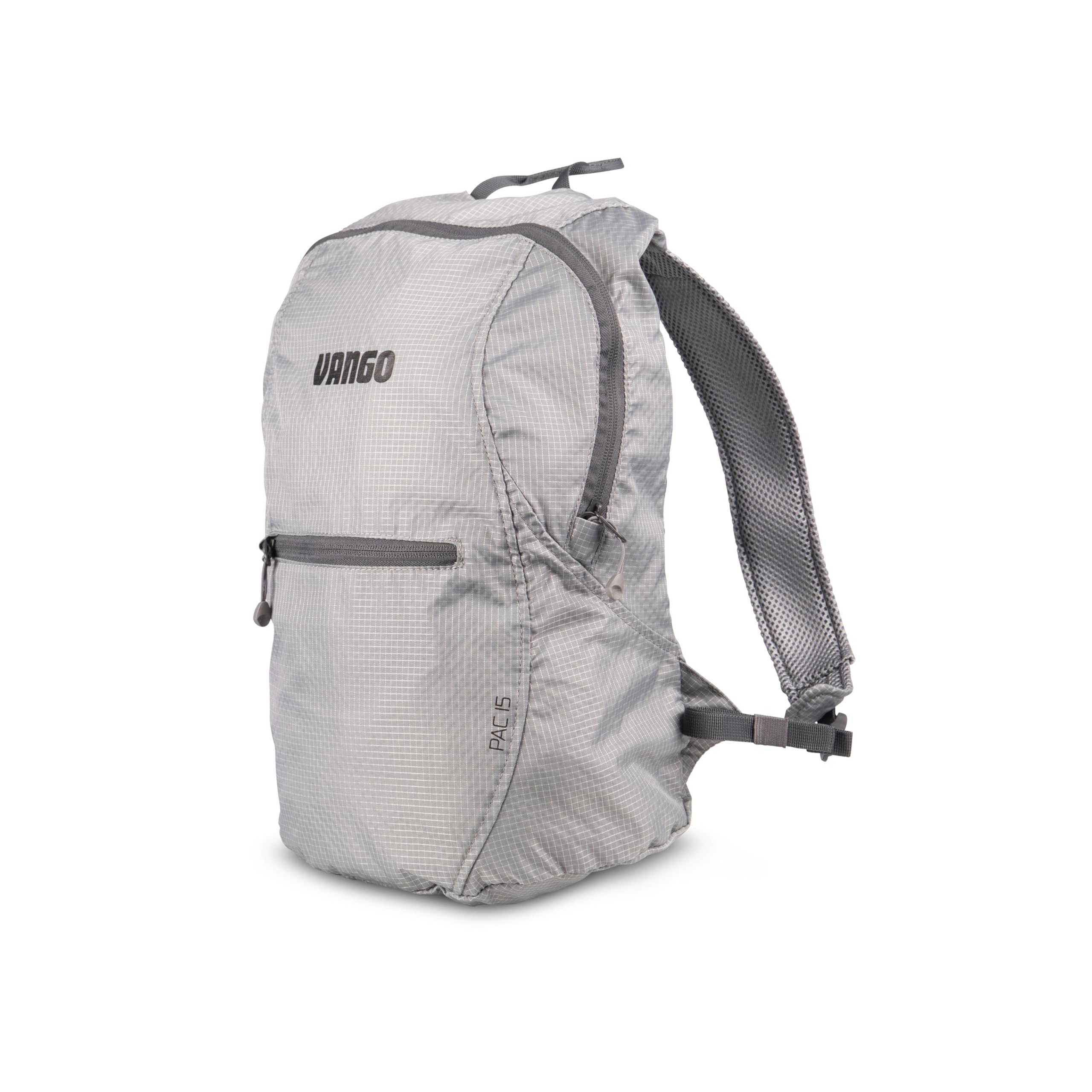Vango Unisex Grey Pac 15L Packable Backpack – Ultralight Folding Daypack For Hiking, Camping, Travel & Backpacking, Compact Ripstop Rucksack With Airmesh Straps (Grey)