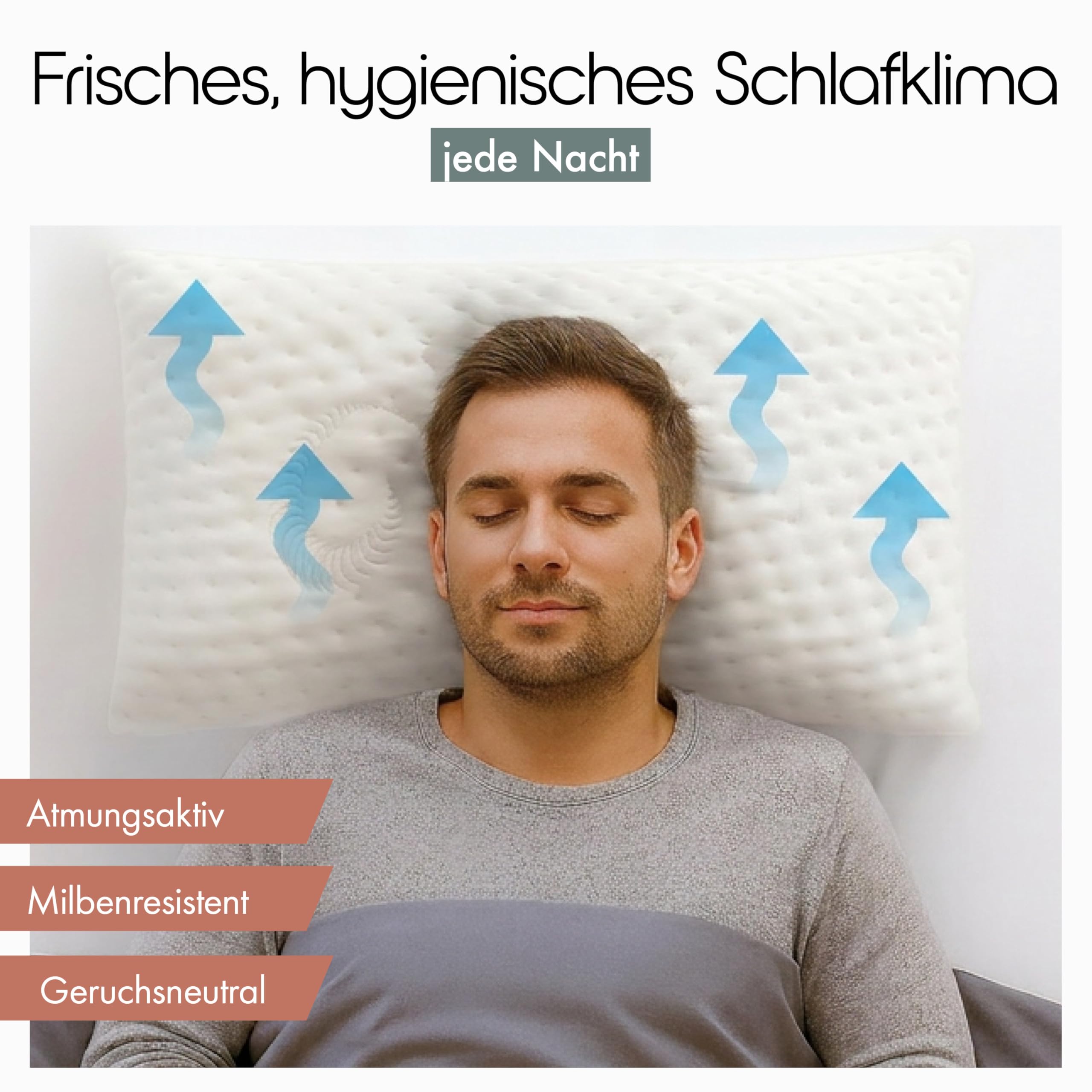 Blumtal Nackenstützkissen aus Memory Foam – Memory Foam Kopfkissen 70x36cm, Kopfkissen mit waschbarem Bezug, Oeko-TEX Zertifiziert, Nackenkissen für alle Schlaftypen 8,5 cm Höhe