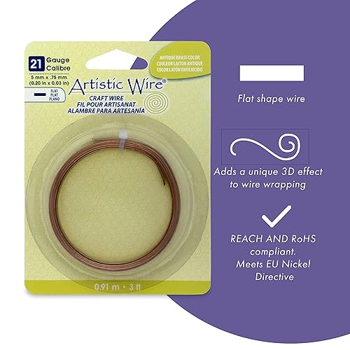 Miniatura 9 de Artistic Wire, Calibre 21, plano, 0.12 pulgadas x 0.03 pulgadas, color oro rosa, 3 pies