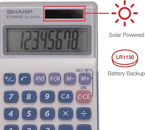 Miniatura 4 de Sharp El240sab El240sb - Calculadora de negocios de mano LCD de 8 dígitos (Shrel240sab)