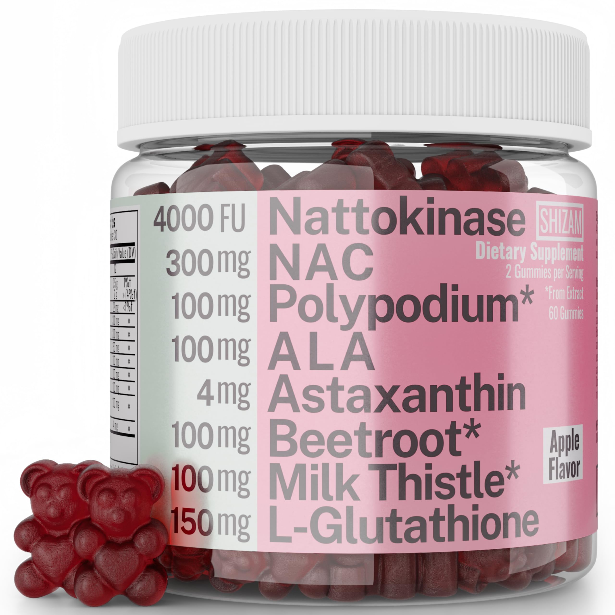Gummy Supplement, Nattokinase Polipodium Leucotomos Astaxanthin NAC N-Acetyl Cysteine Alpha Lipoic Acid L-Glutathione Nattokinase-Polipodium-Powder Beet Beetroot Chews Capsules Organic Liquid Extract : Health & Household