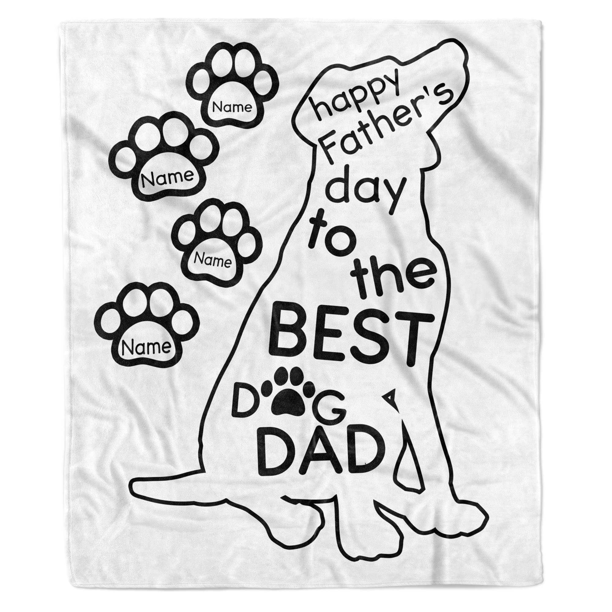 Couverture personnalisée pour chien et papa « Happy Father's Day to The Best Dad » avec noms personnalisés pour les amoureux des chiens - Cadeau personnalisé pour chiot - Cadeau pour papa - Couverture
