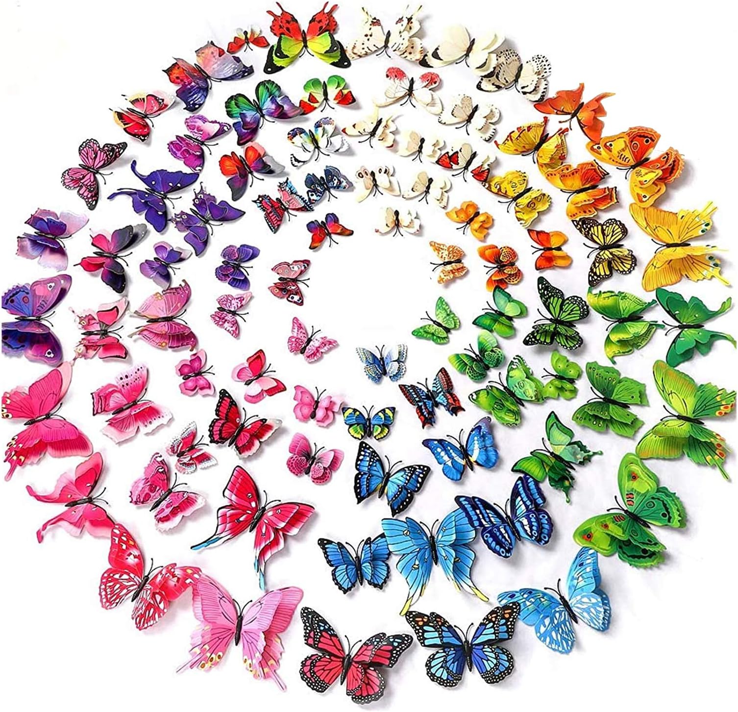 Papillon mural Décor 24/48 PCS, autocollants Tunisia