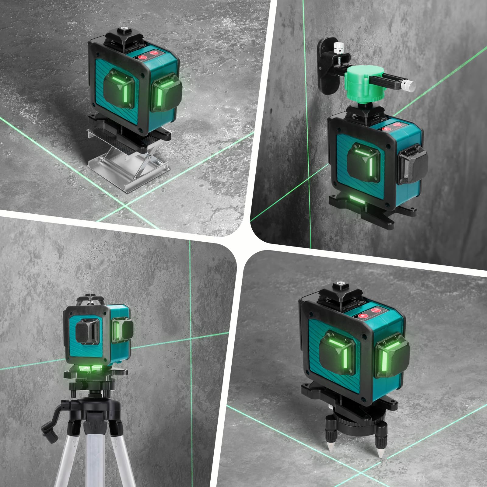 Weytoll Nivel láser multifuncional de 16 líneas Función autonivelante de 3° Herramienta de nivelación Línea adhesiva de pared de suelo omnidireccional con soporte de trípode ajustable de altura de 1,2