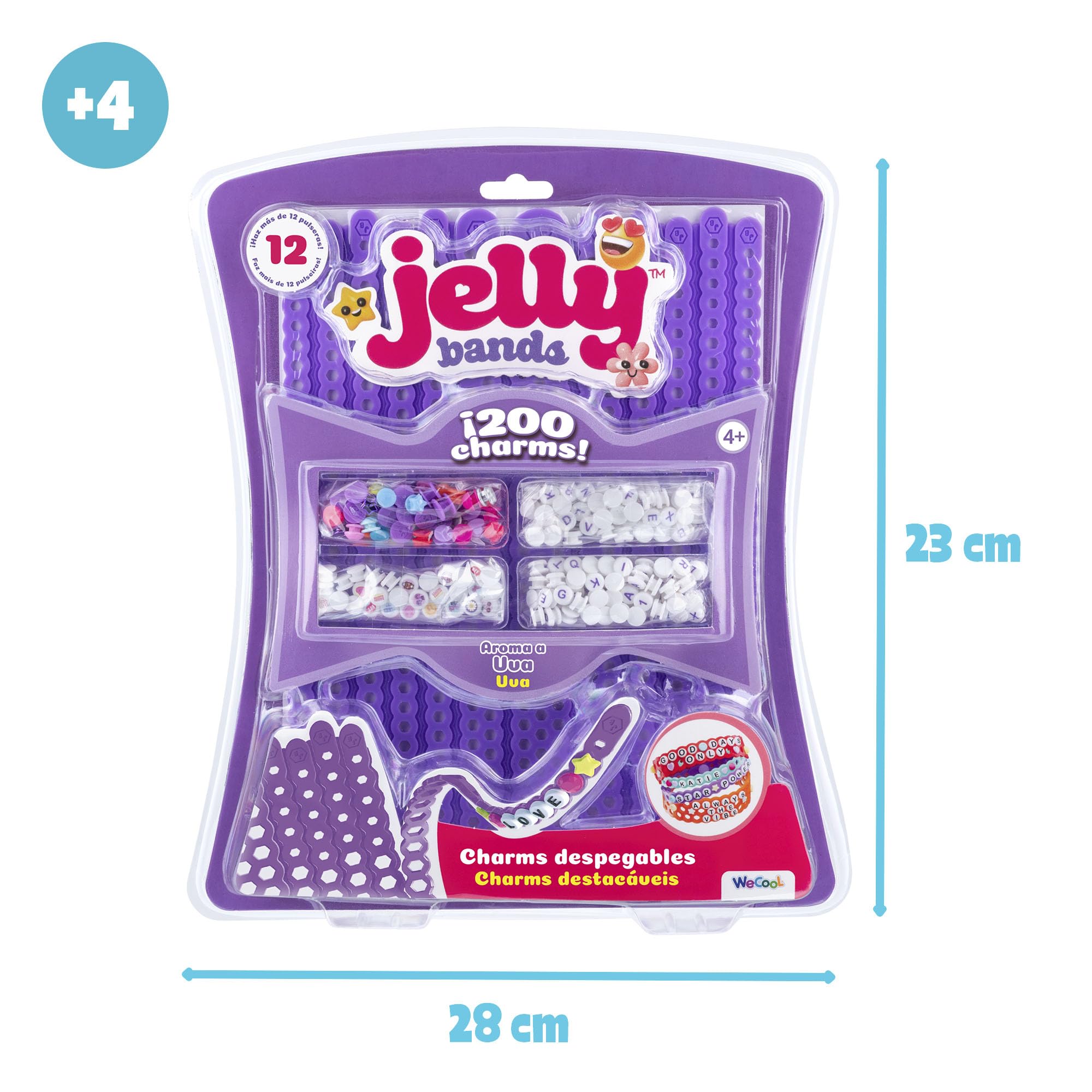Bizak Jelly Bands Uva, pack de pulseras perfumadas para crear y personalizar, incluye abalorios y charms 3D, aroma dulce y color morado, desde 4 años (63335564-2) — view 2