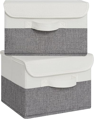 Miniatura 16 de GRANNY SAYS Contenedores de almacenamiento de tela con tapas, cajas de almacenamiento decorativas con asas de poliuretano, caja de memoria de Verde