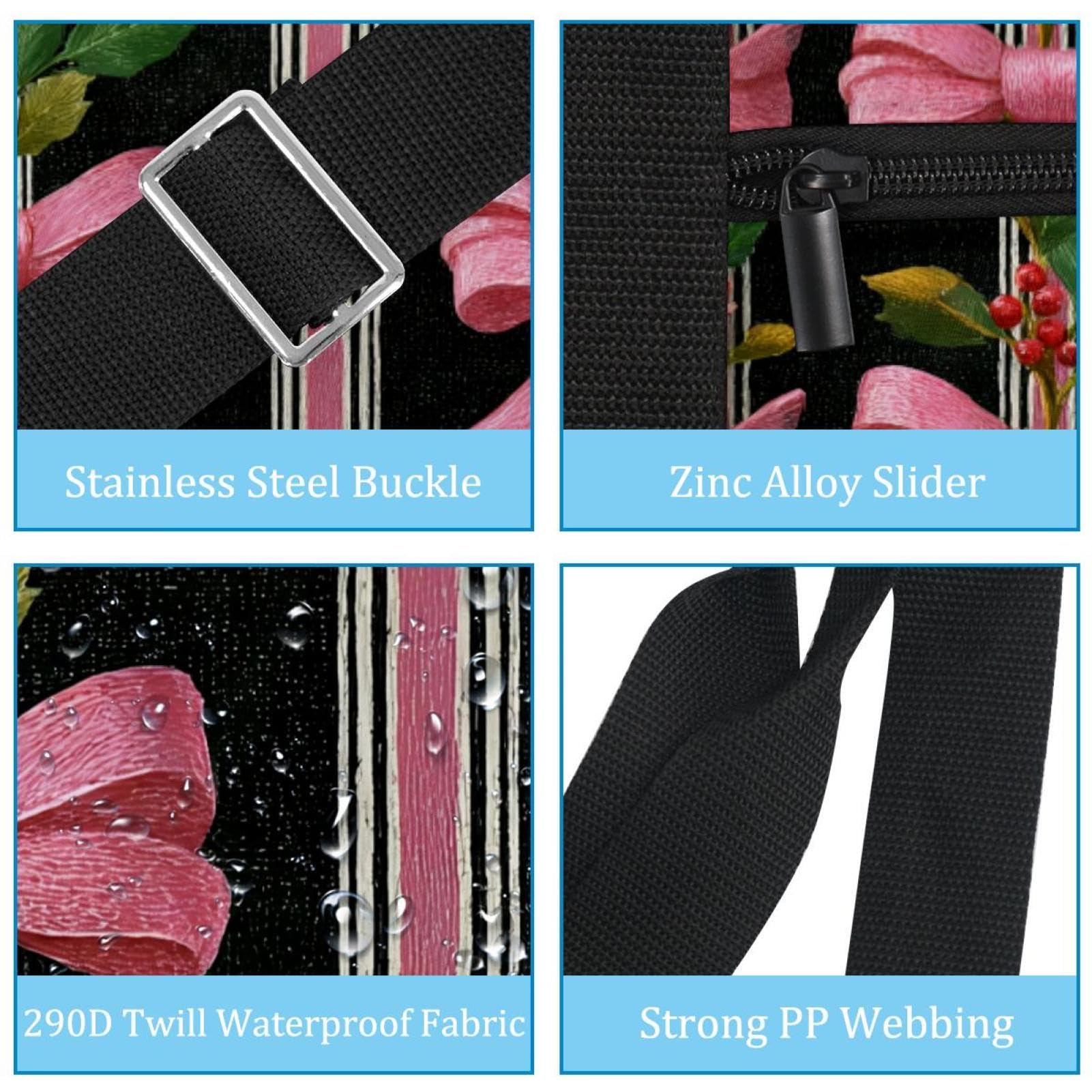 Reisetasche, rosa Schleifen, Blätter, erweiterbar, Wochenende, Übernachtung, wasserdicht, Sport, Fitnessstudio, Krankenhaustasche, Mehrfarbig 1, Eine Größe, Reisetasche
