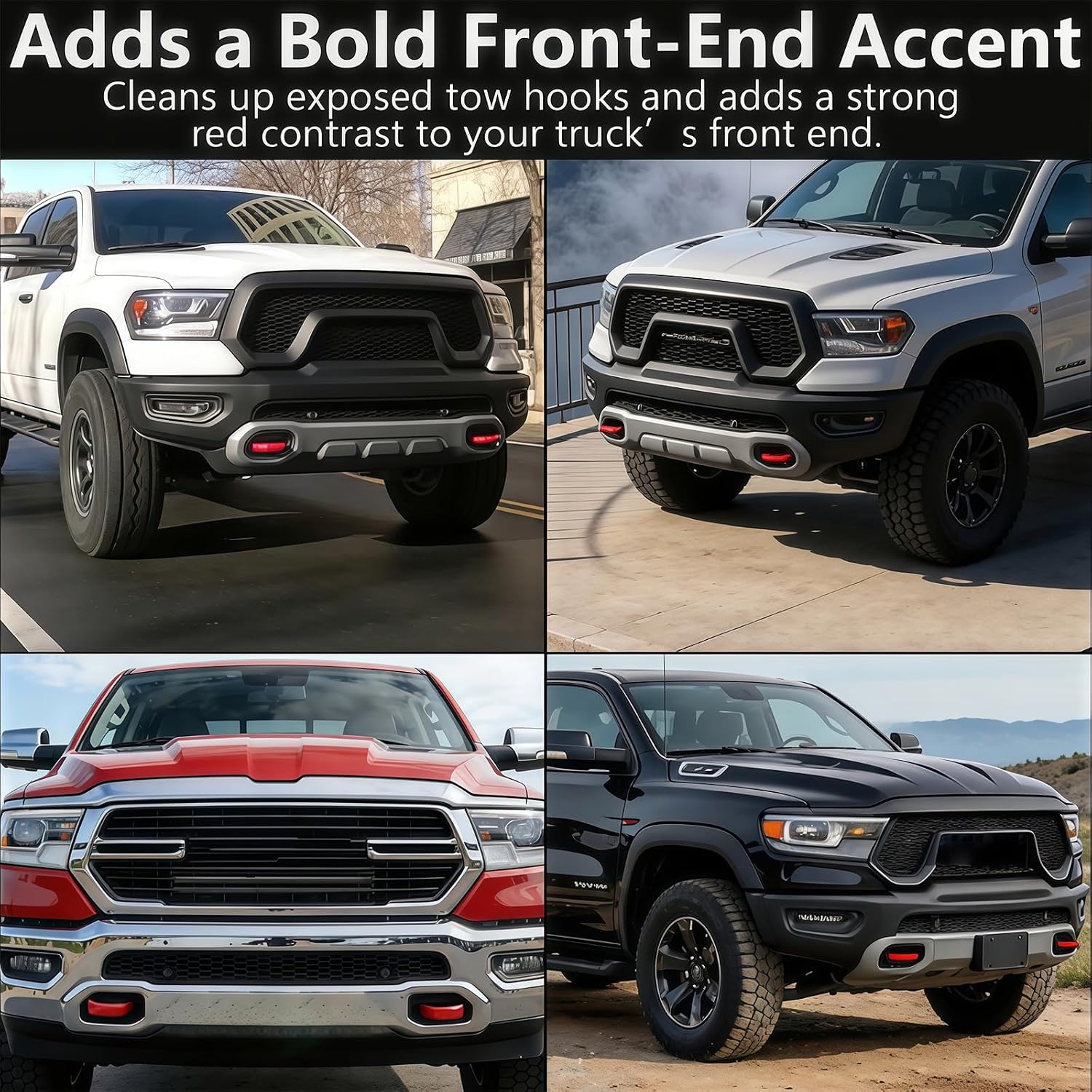 Customized Front Tow Hooks Covers for RAM 2500/3500(2019-2026) -Hitch Cover,Protect and Enhance Your Vehicle’s Front End,Red Finish