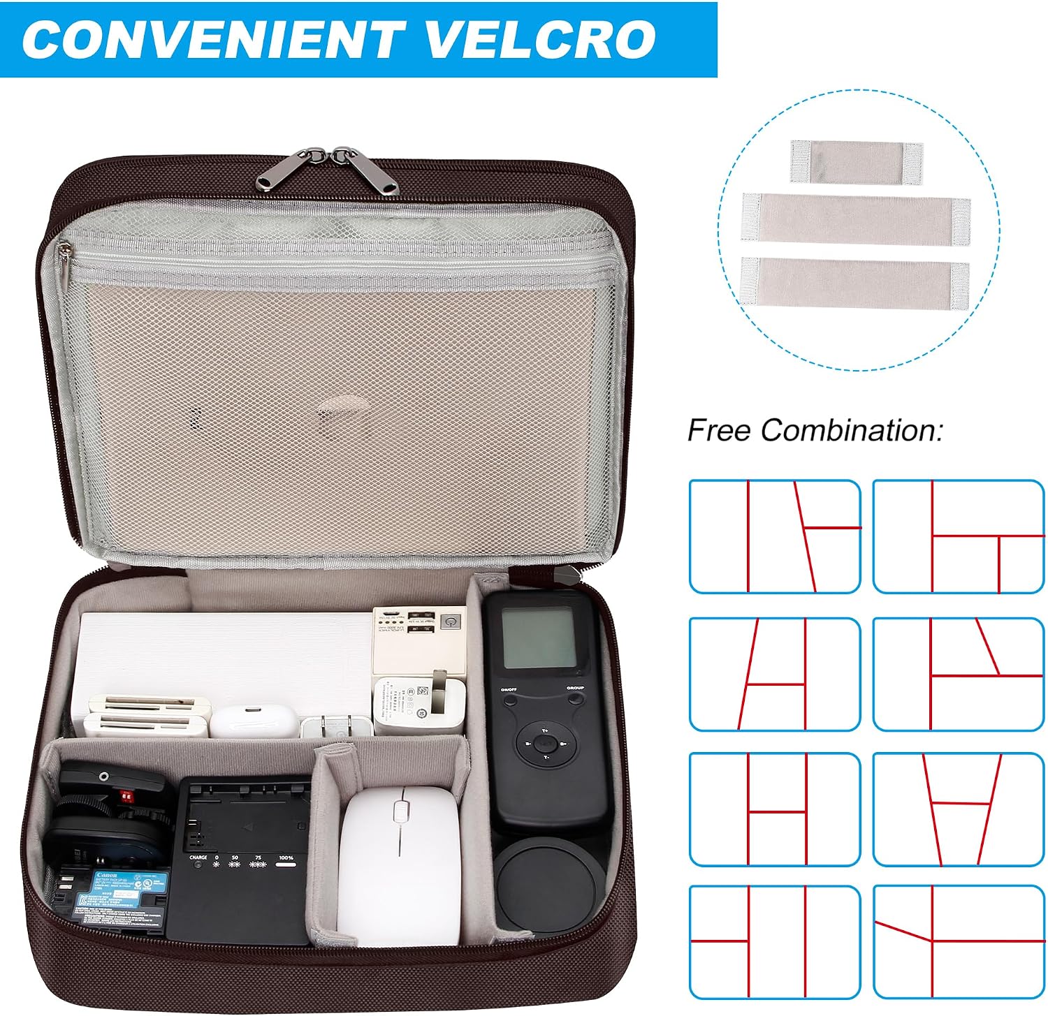 CILLA Electronic Organizer Travel Case, Travel Cord Organizer Case Portable Waterproof Cable Organizer Bag for Charger, Cord, USB, Power Bank, Earphone image 5