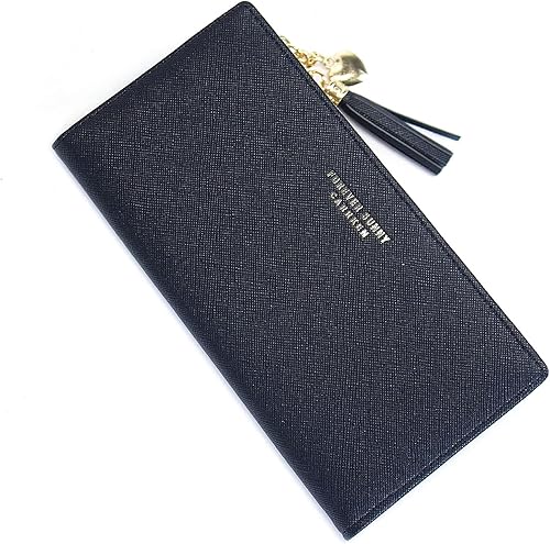 Miniatura 5 de SUMGOGO Billeteras para mujer Slim Clutch Bolso Bolso Tarjetero Mujer Borla Largo Bolsillo con Cremallera Bolsillo Moda Taiga Billetera Billfold