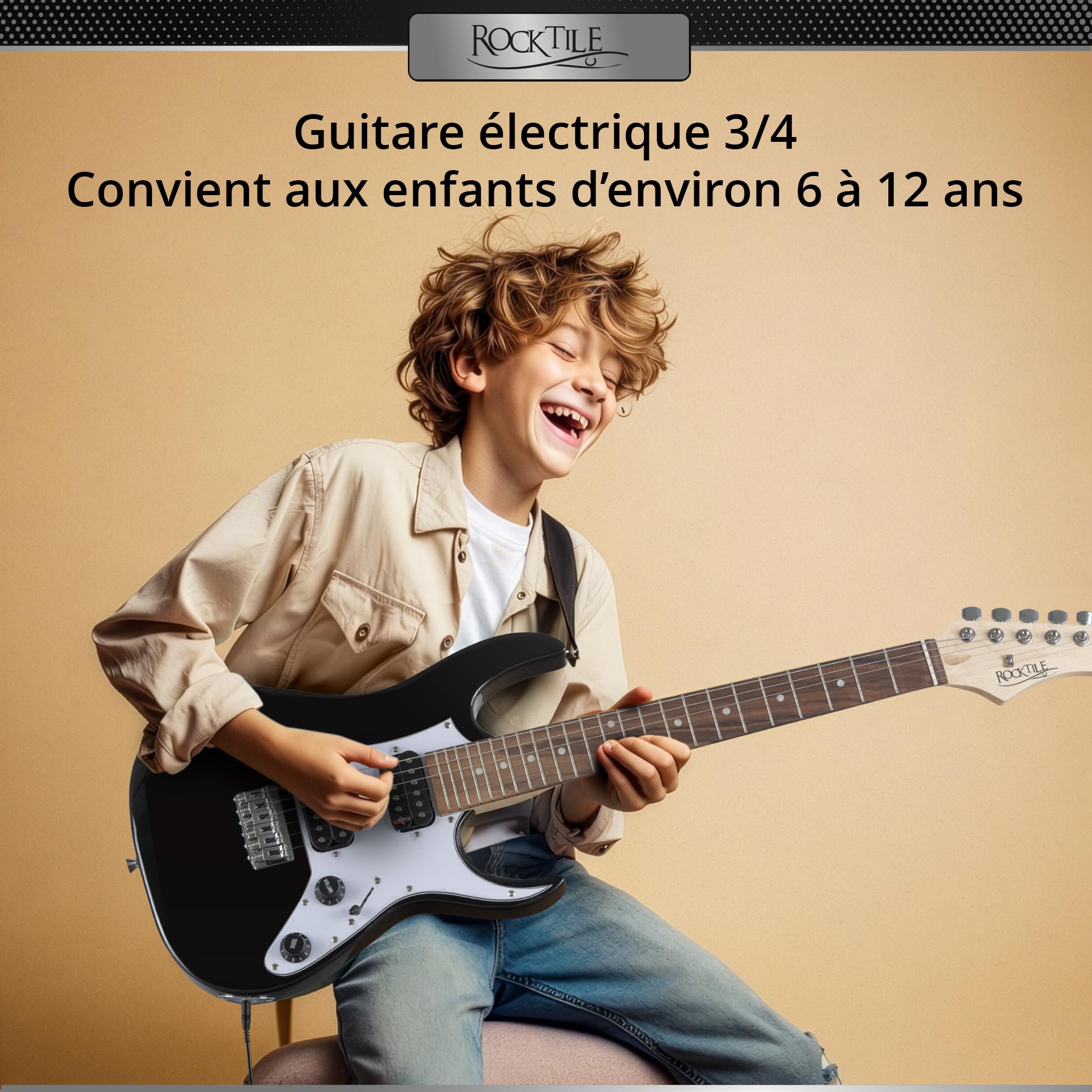 Rocktile Youngster YS-1BK 3/4 Guitare Électrique Noire, Général, Poids: 2