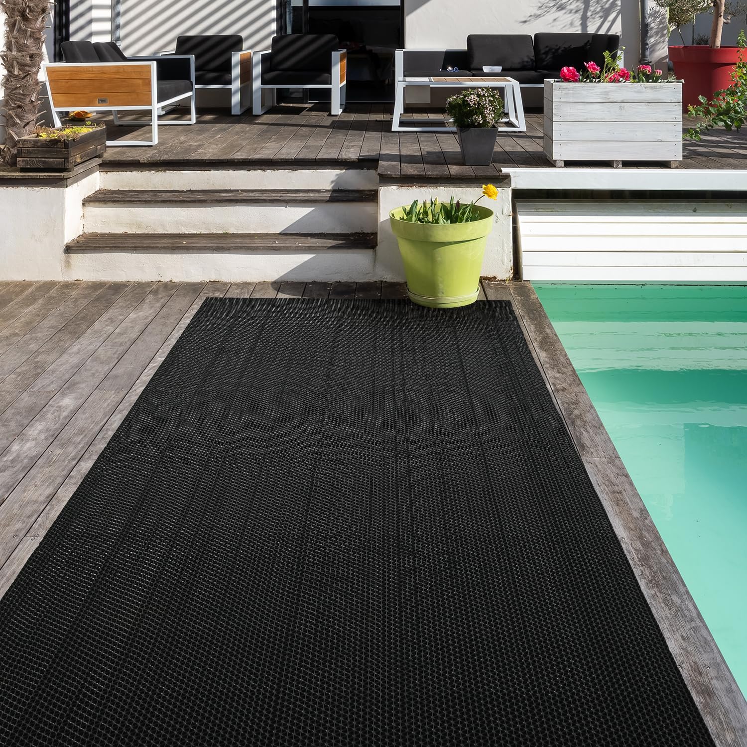 bimiti Alfombra Antideslizante 500x90cm Alfombra de Ducha 6mm de Grosor de Drenaje Alfombra de Suelo de Goma Perforada para Uso en Zonas húmedas cocinas, Piscinas, restaurantes garajes, lavanderías