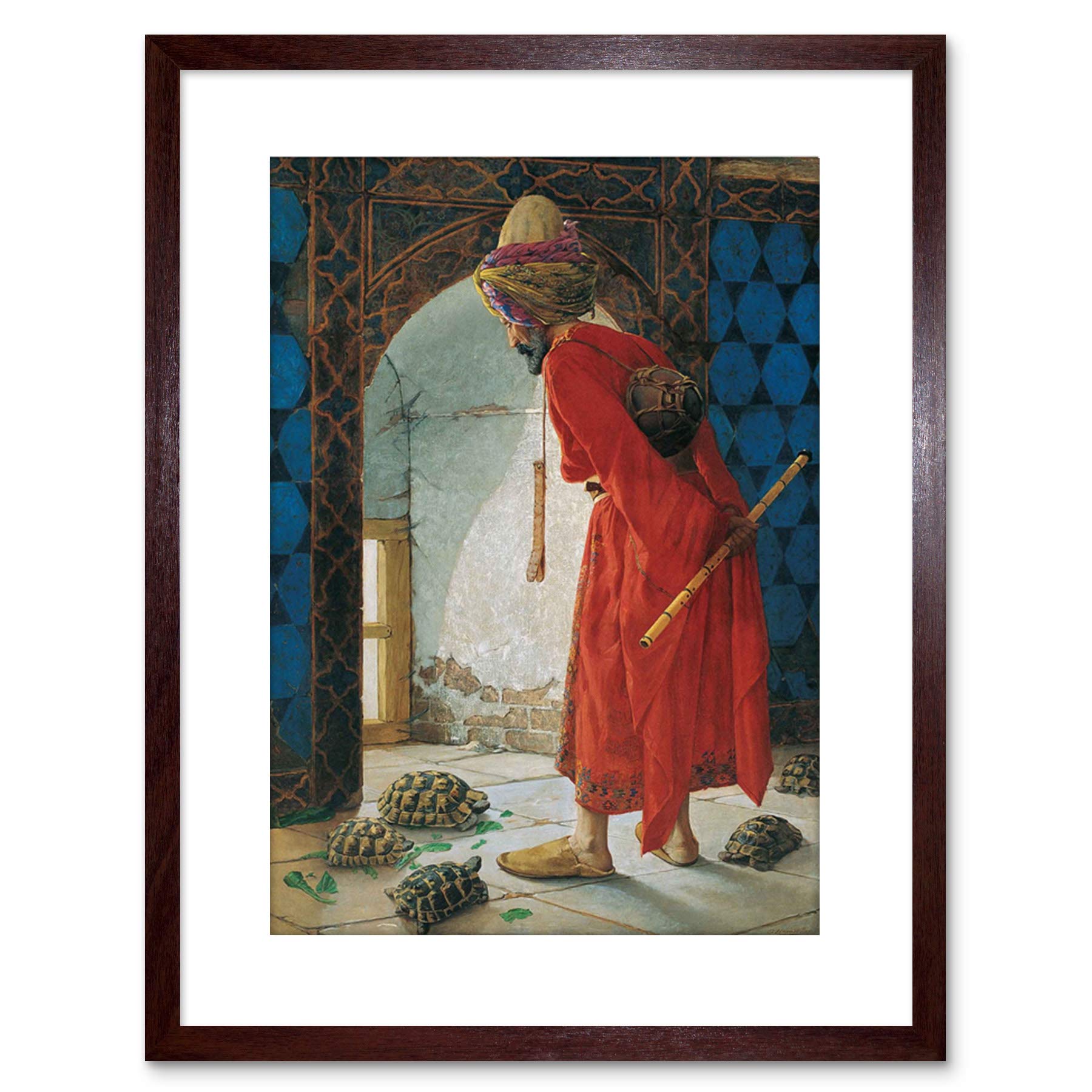 Wee Blue Coo PAINTING OSMAN HAMDI BEY TORTOISE TRAINER OLD MASTER FRAMED PRINT F97X4376