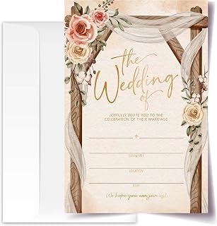 Wedding Invitation Cards with Envelopes Pack of 20 (4"x6") - Floral Invitations for Wedding.(146)