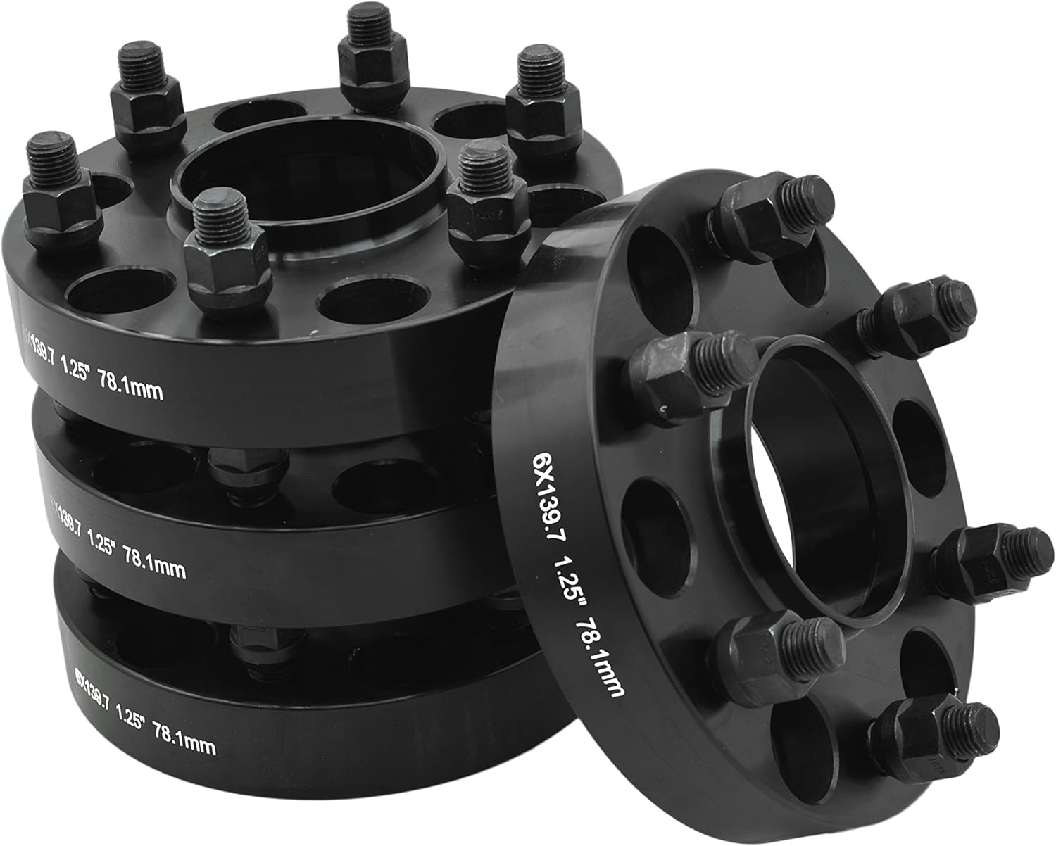 4 PC 1999-2016 6x5.5 Black Hub Centric 1.25" Wheel Adapters Spacers 14x1.5 Thread Pitch Fits Silverado SS 1500 Tahoe Avalanche Sierra Yukon Escalade