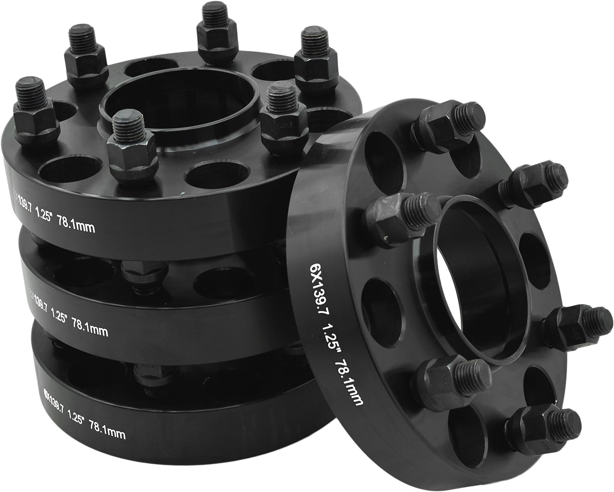 4 PC 1999-2016 6x5.5 Black Hub Centric 1.25" Wheel Adapters Spacers 14x1.5 Thread Pitch Fits Silverado SS 1500 Tahoe Avalanche Sierra Yukon Escalade