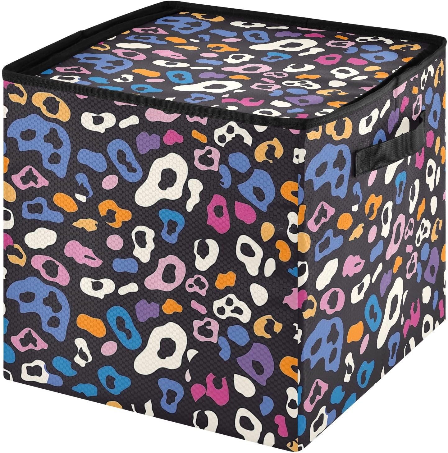 High Capacity Christmas large ornament storage Holds Up to 64, Adjustable Dividers, Zippered Top, Two Handles foldable Holiday Storage Case with Lid,Cheetah Colorful