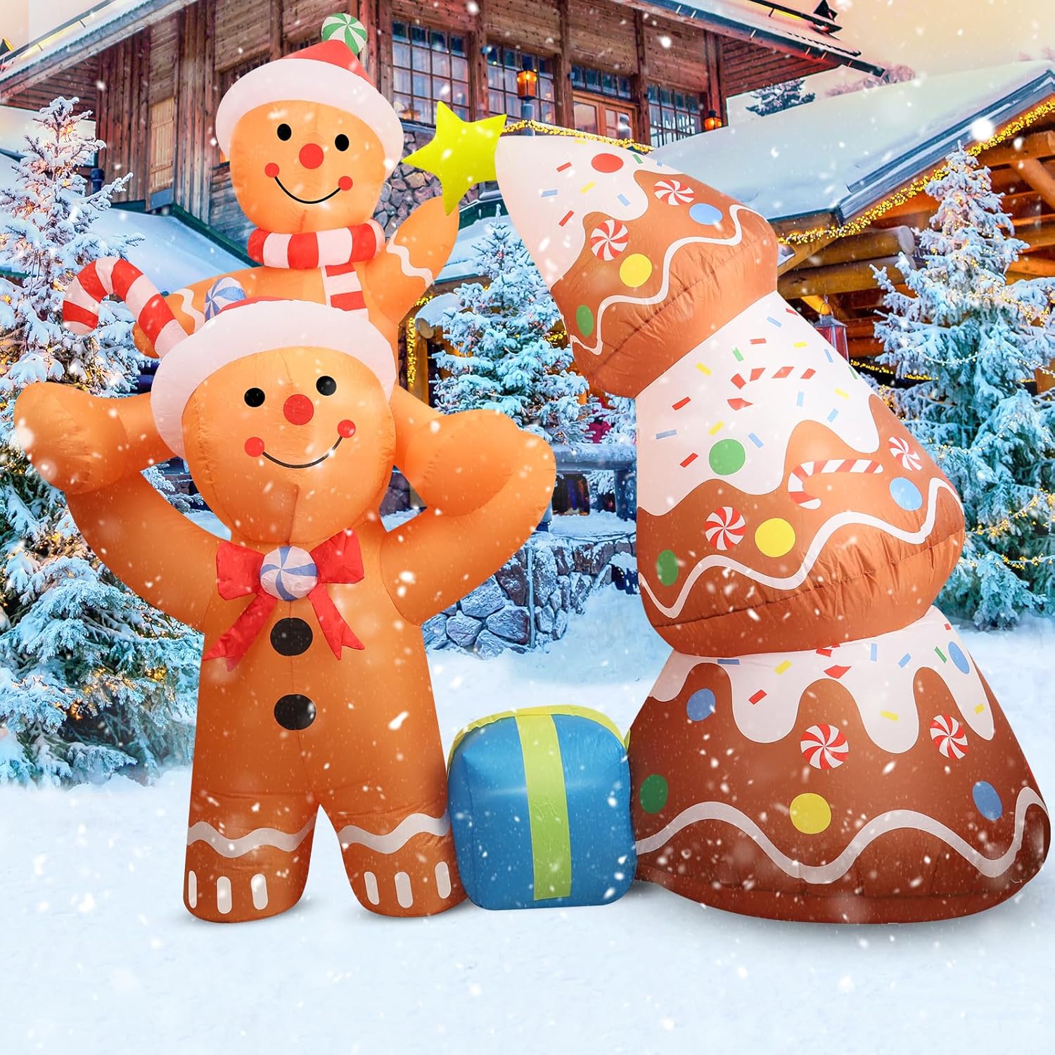 7.2 FT Christmas Inflatables Yard Decorations Outdoor Gingerbread Man and Christmas Tree Inflatables Decorations Built-in LED Lights, Christmas Blow Up for Outdoor, Yard, Roof, Lawn - Image 3