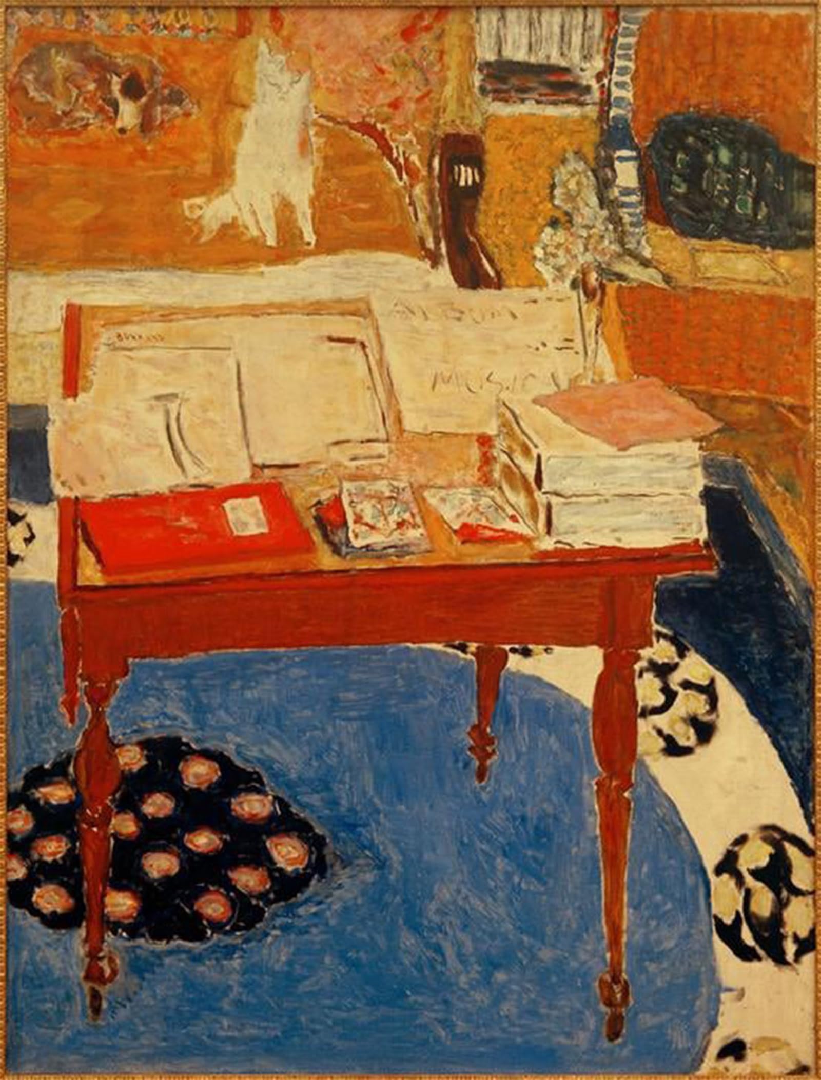 ARTXLXXBN Famous Painting Art Wall Decor Abstract Art Picture the Work Table by Pierre Bonnard Animal Pictures for Home Decor 60x90cm