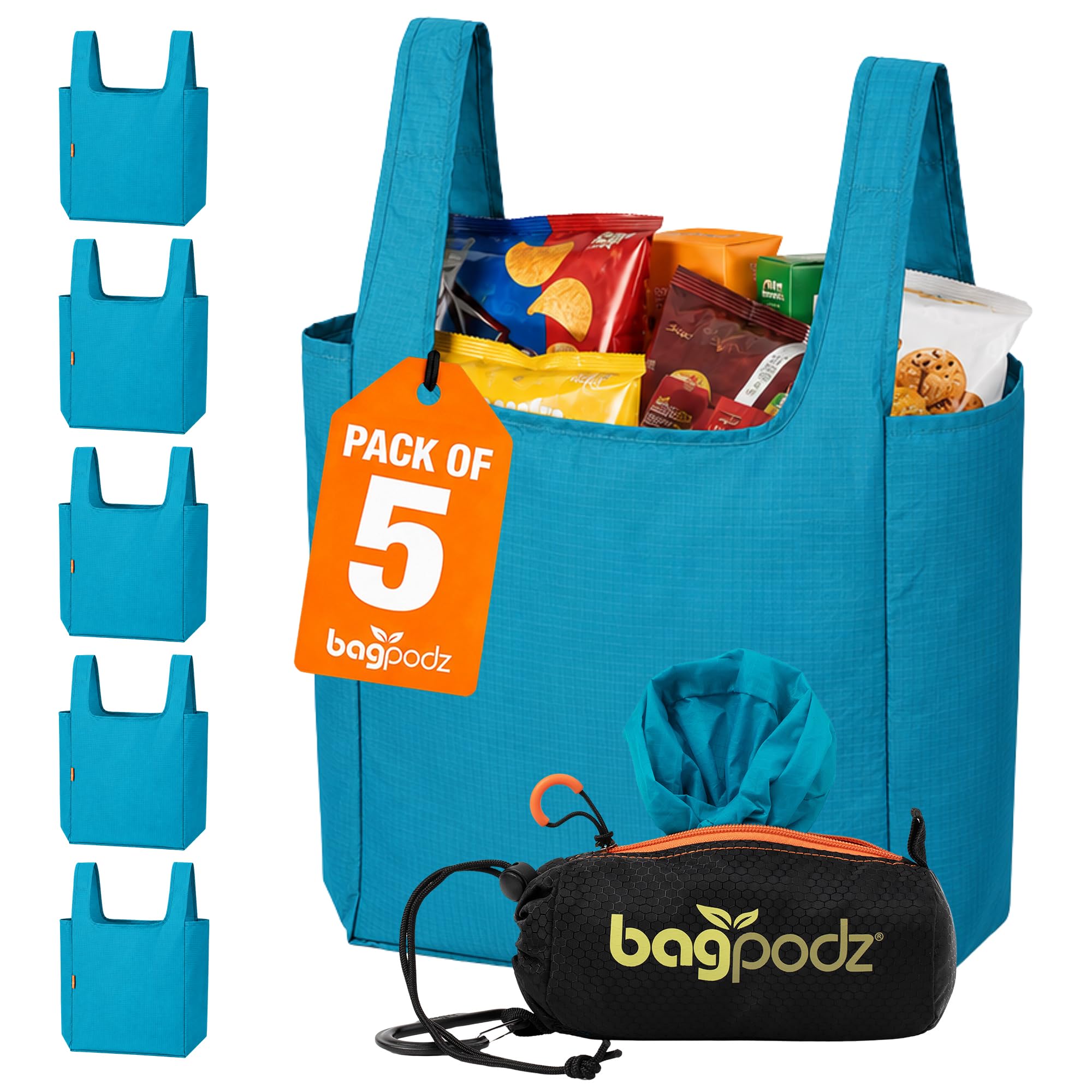 Amazon.com: BagPodz Reusable Grocery Bags, Made From Ripstop Nylon