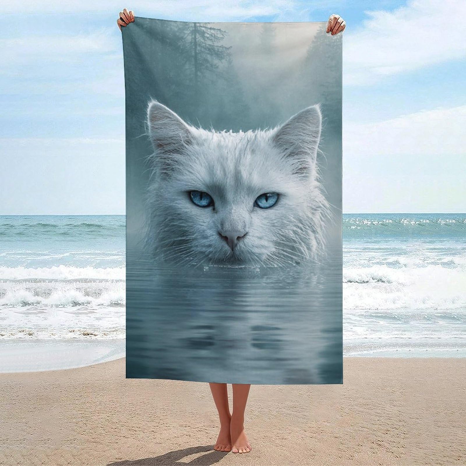 Serviette anti-sable chat microfibre légère et compacte
