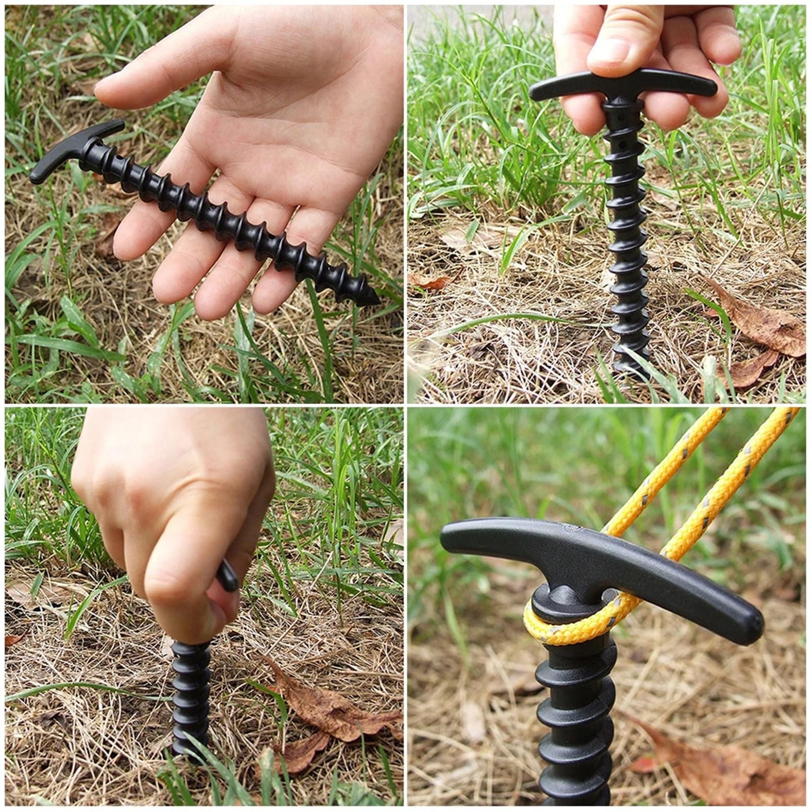 Piquetas Camping 5/20pc Outdoor Camping Tent Pegs Screw Anchor Stakes Ground Nail Anchors Windproof Accessories(Black 20pcs)