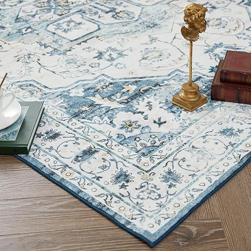 Miniatura 8 de jinchan Alfombra de pasillo lavable de 2 x 6 pies, alfombra vintage para interiores, alfombra envejecida, suave, ligera, gris, antideslizante, para