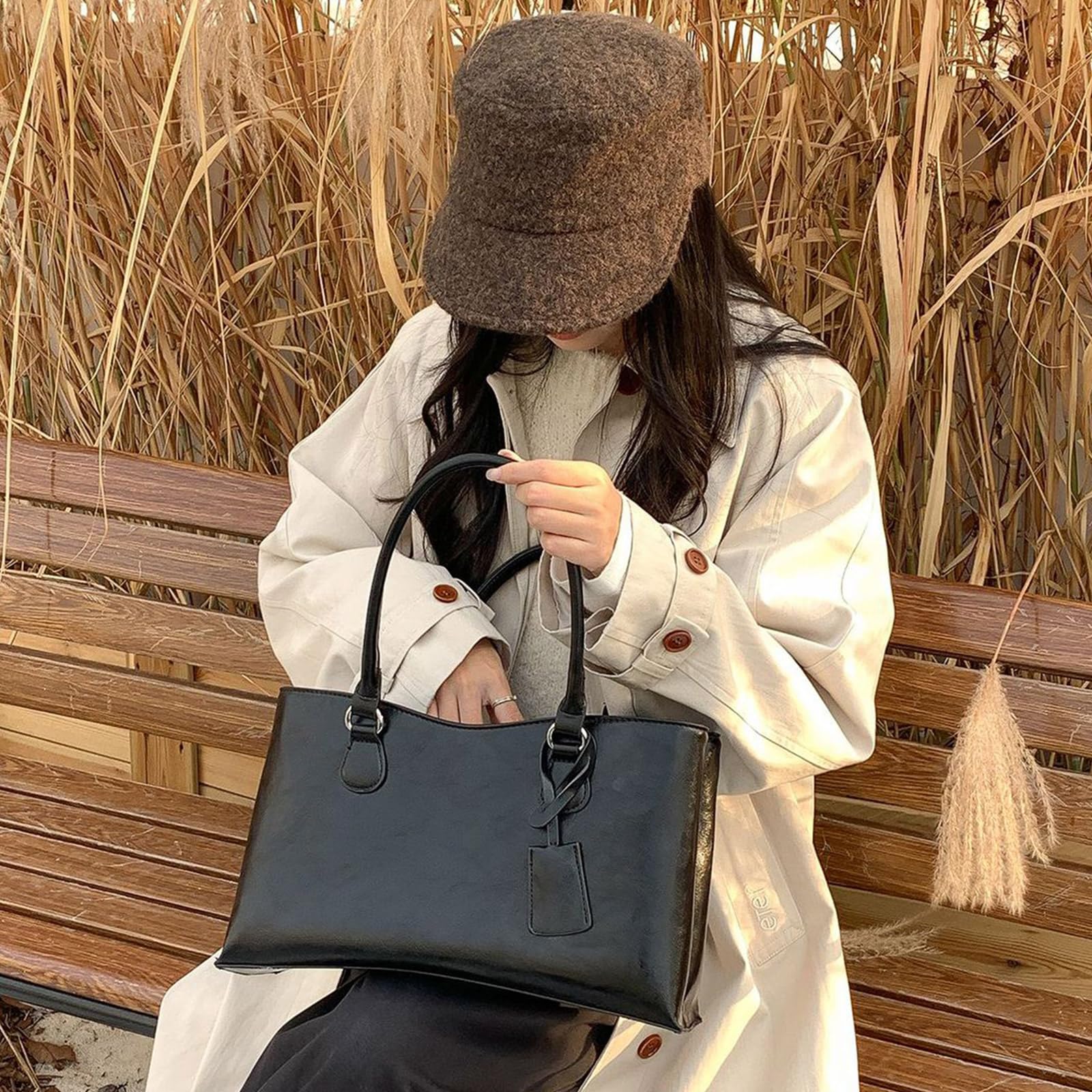 Moda PU cuero espacioso bolsa de trabajo ligero bolsas con asa superior para viajes oficina viaje y uso diario mensajero unisex