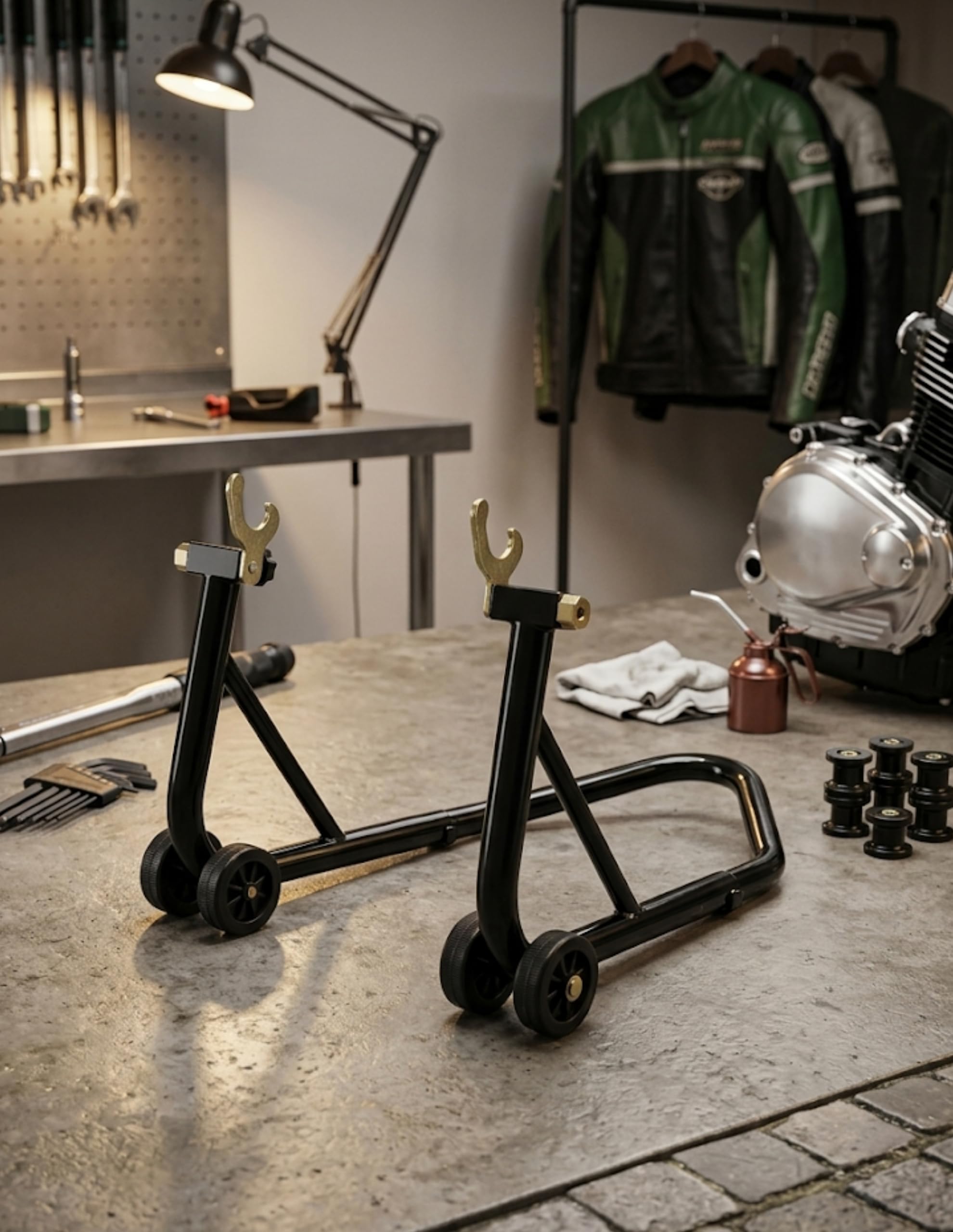 Universal Paddock Stand for Superbikes & Sports Bikes – Heavy-Duty Rear Stand | Compatible with Major Brands | Matte Black Finish-image-25