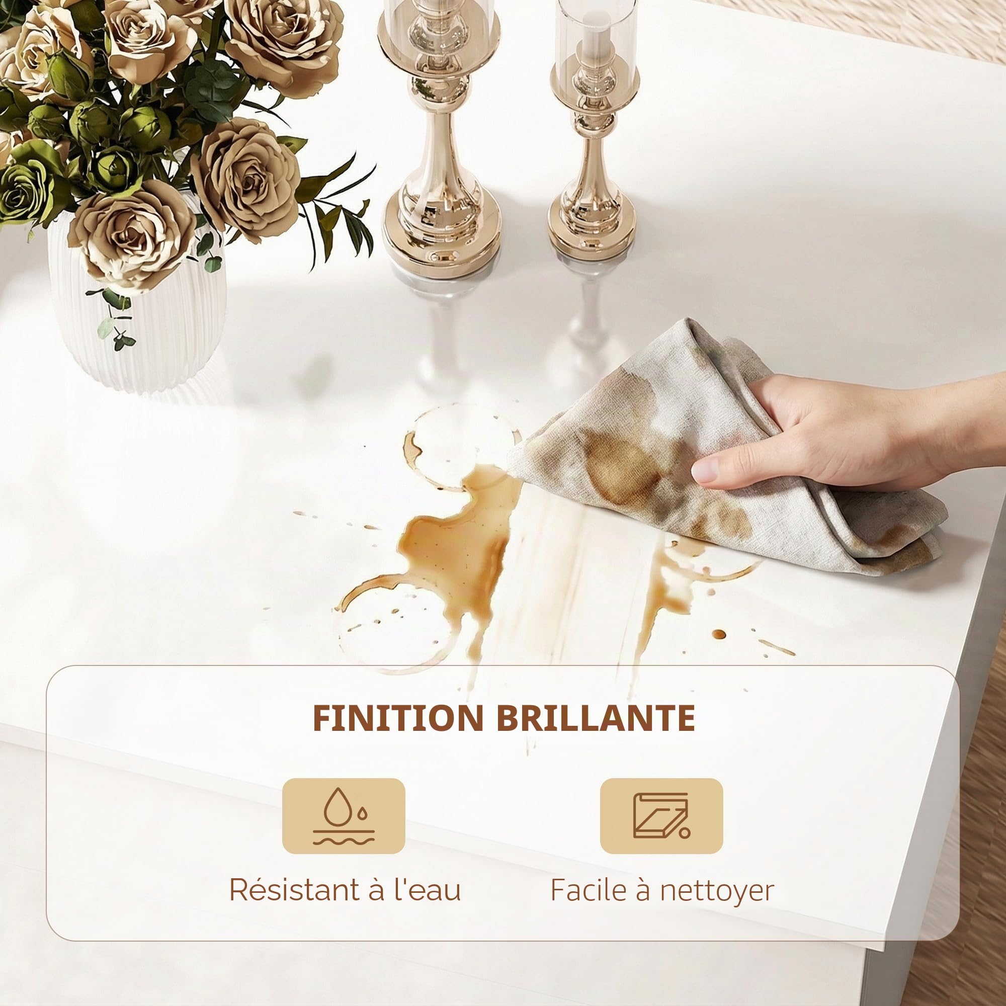 Table Basse HOMCOM réglable en Hauteur, Table de Salon avec Plateau relevable, 2 tiroirs et Espace de Rangement caché, Table Basse pour Salon, Blanc Brillant
