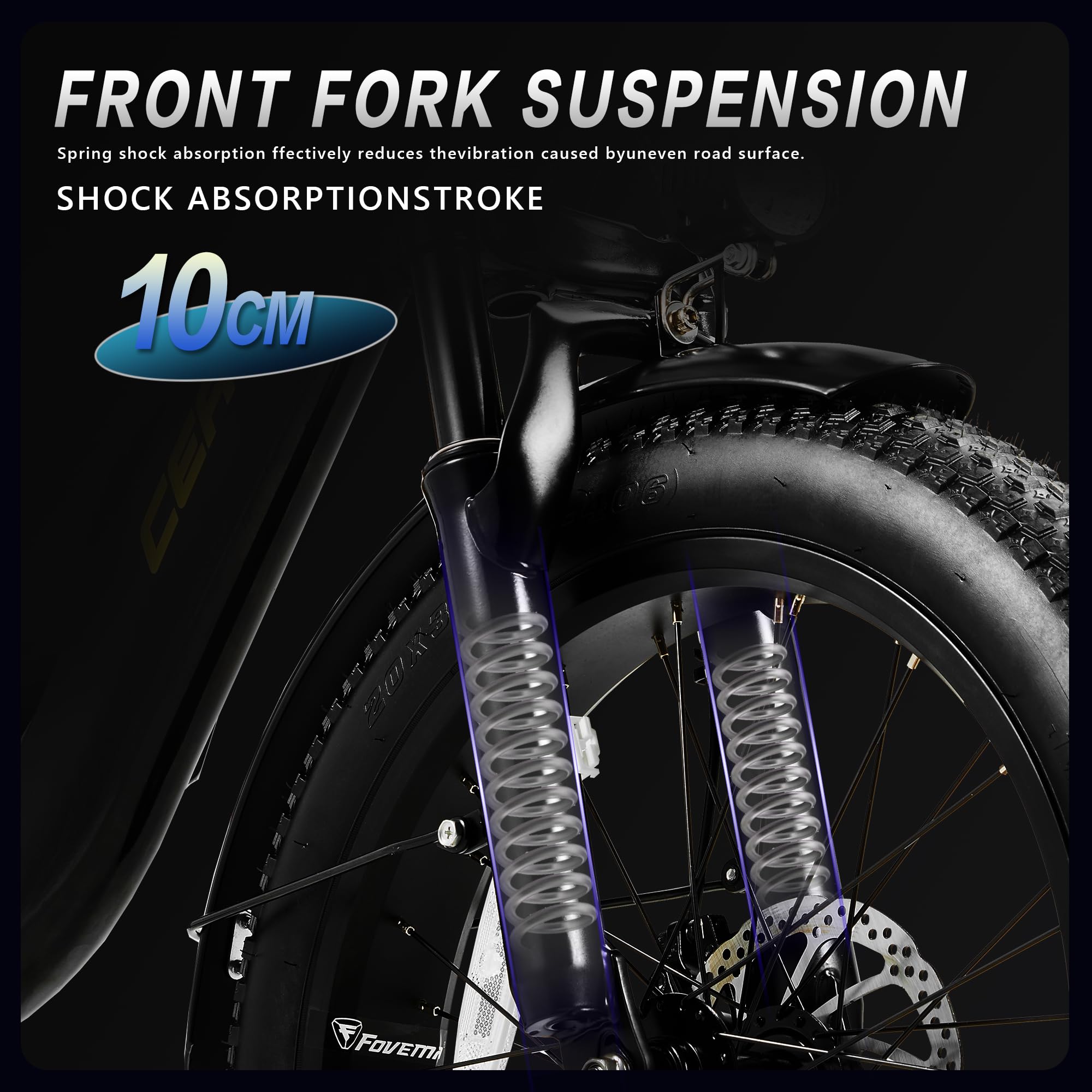 Velo Electrique Homme Femme 20 Pouces Vélo Électrique Portable Fat Bike Electrique Adulte avec 48V 15Ah Batterie Amovible 7 Vitesses Portée 45-60km R8SE