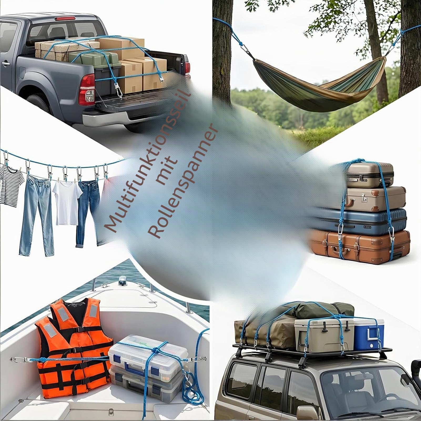 Robuster Seilspanner, Schnell Verstellbare Nockenrolle mit Integriertem Schnallensystem für die Aufbewahrung von Camping-, Boots- und LKW-Ausrüstung Im Freien