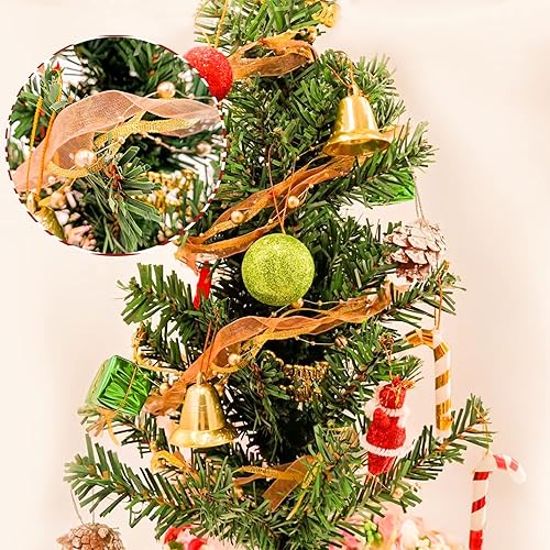 Miniatura 6 de Fowod - Cinta de cuentas de 3 cuerdas, guirnalda de árbol de Navidad, cinta de satén y cinta de organza con alambre, 33 pies, color burdeos