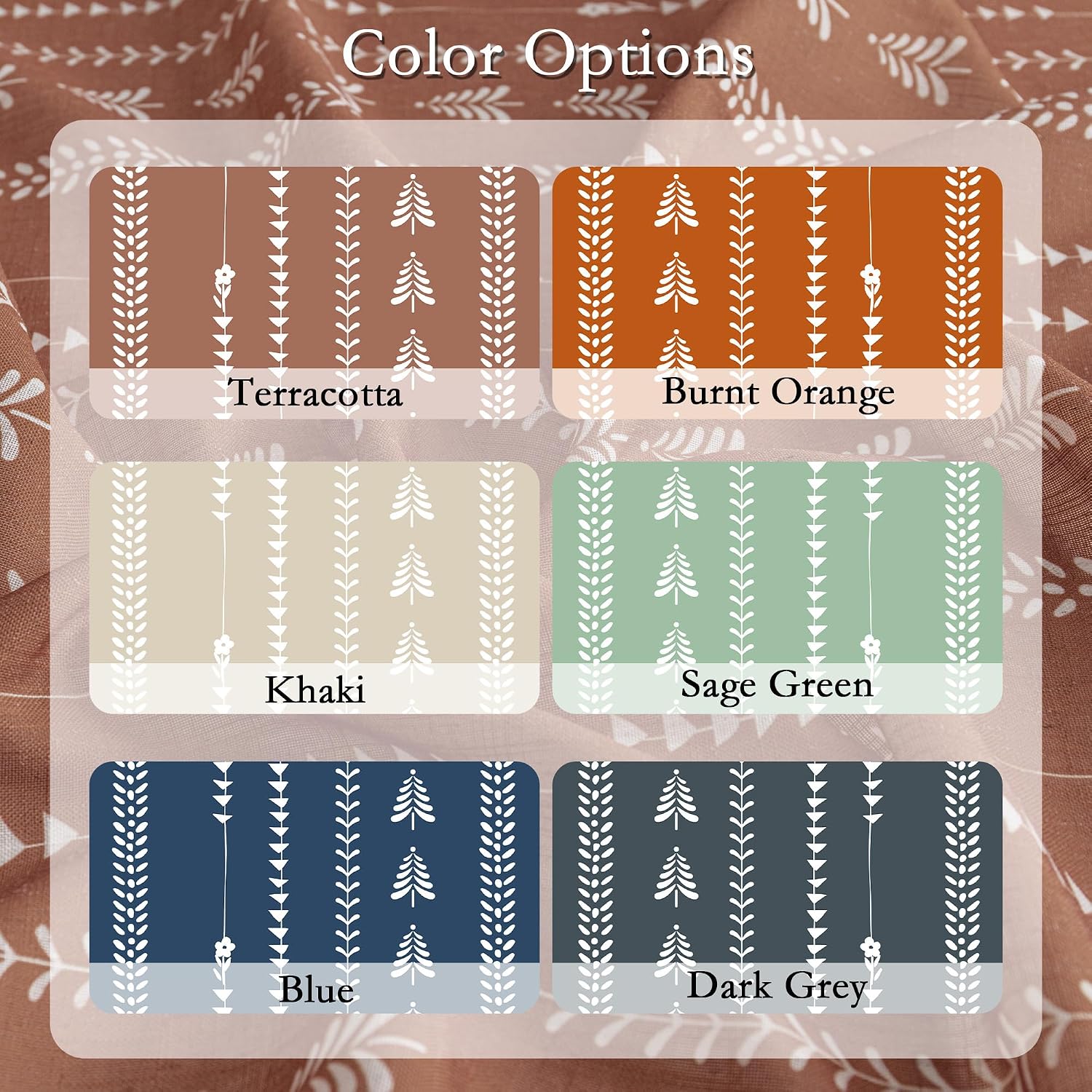 MEETSKY Boho Curtains for Living Room, Terracotta Curtains 84 Inch Long Linen Blended Semi Sheer Curtains with Tassels Back Tab, Light Filtering Patterned Drapes 50" W x 84" L Each Panel, 2 Panels