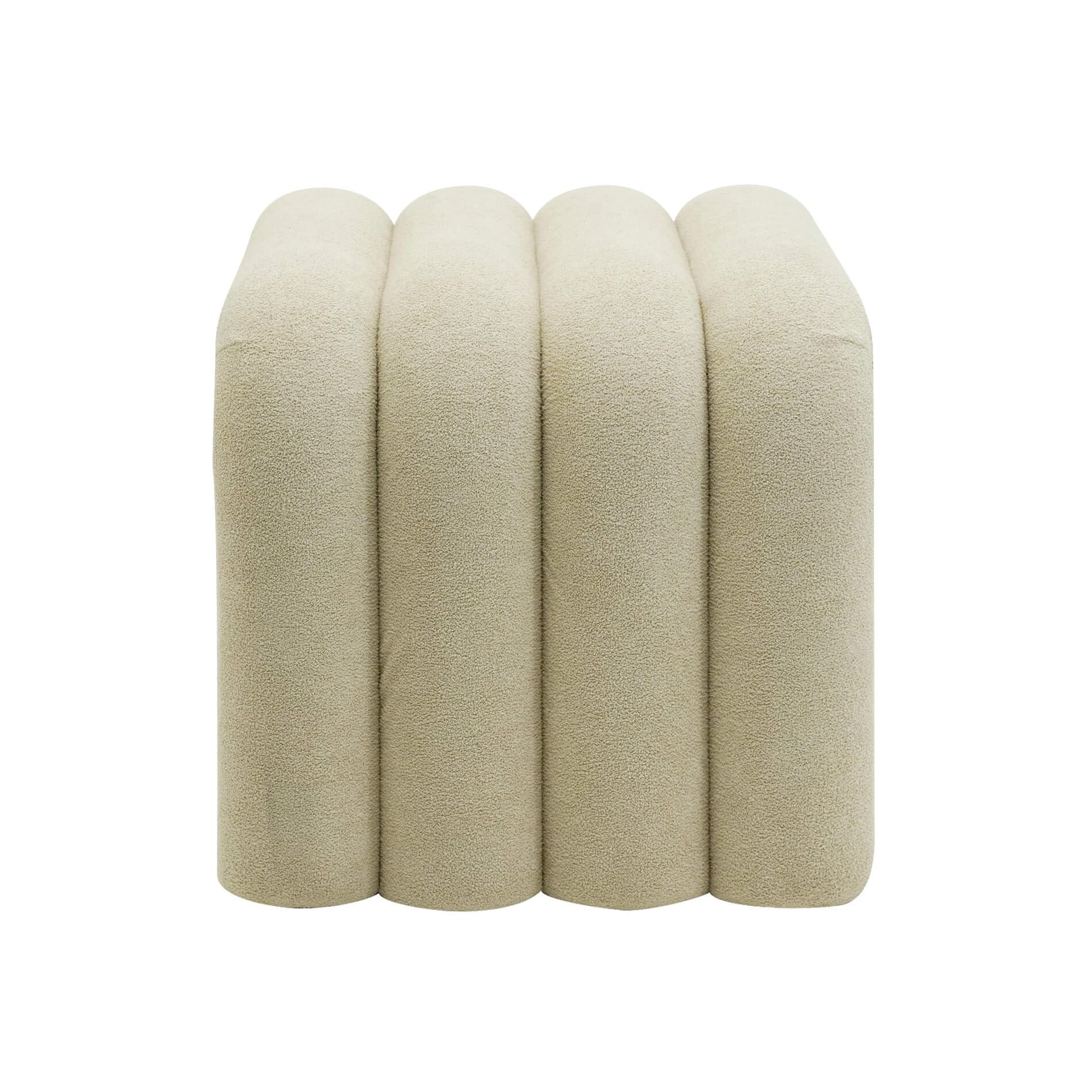 Rebecca Mobili Set 2 Pouf Moderni, Poggiapiedi Bassi, Beige, Tessuto Poliestere MDF, Imbottito, Design Originale, per Camera da Letto Salotto - Misure HxLxP: 40 x 38 x 40 cm - Art. RE7061